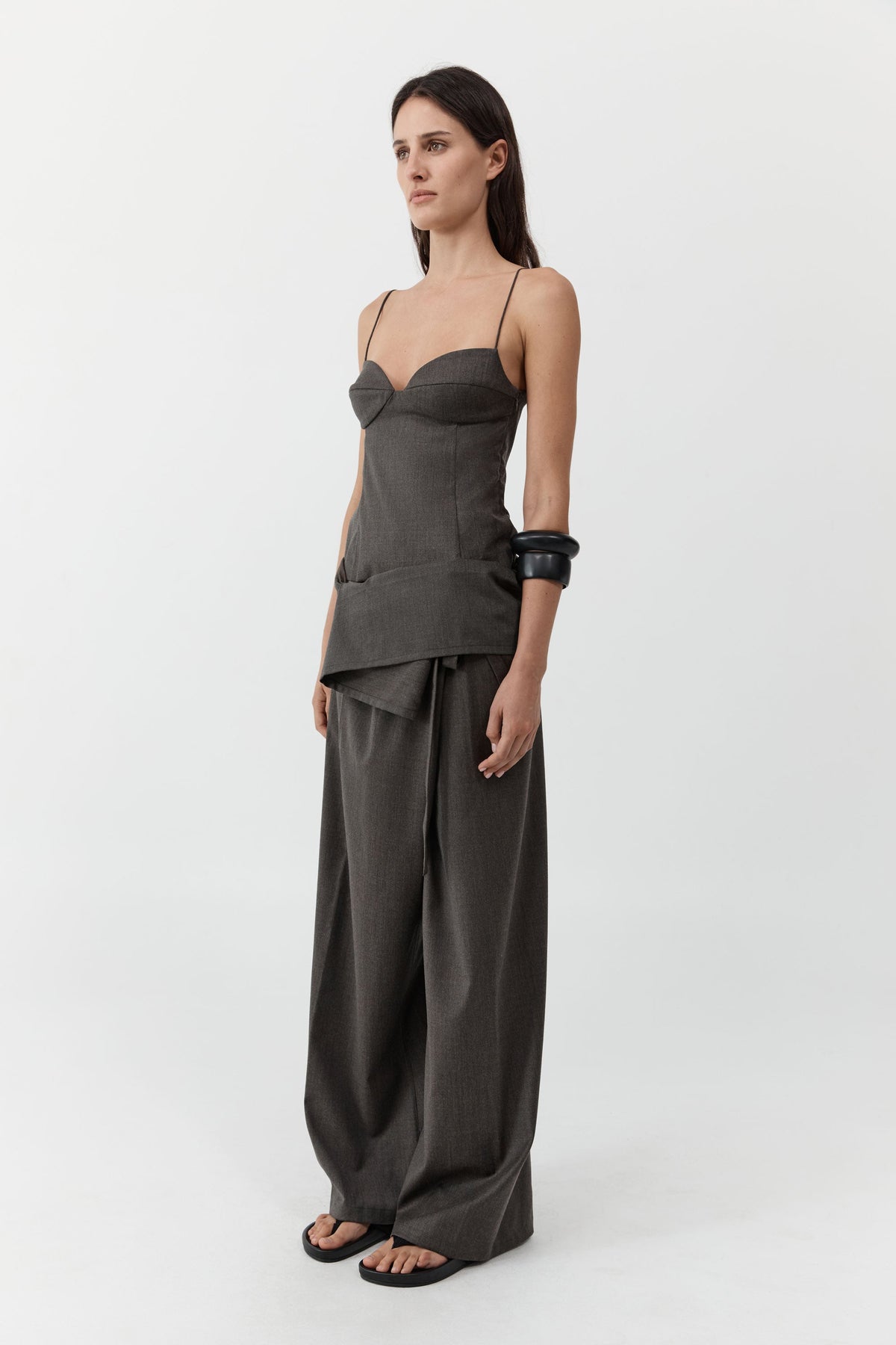 Wool Tailored Fisherman Pants - Mulch