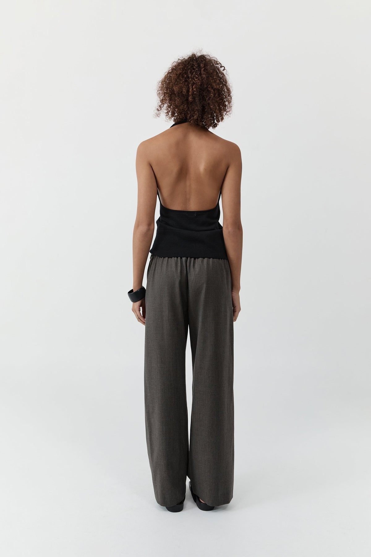 Fine Merino Halter Top - Black