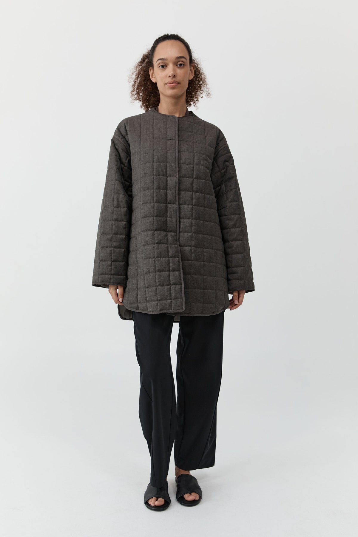 Wool Stitched Pillow Jacket - Mulch