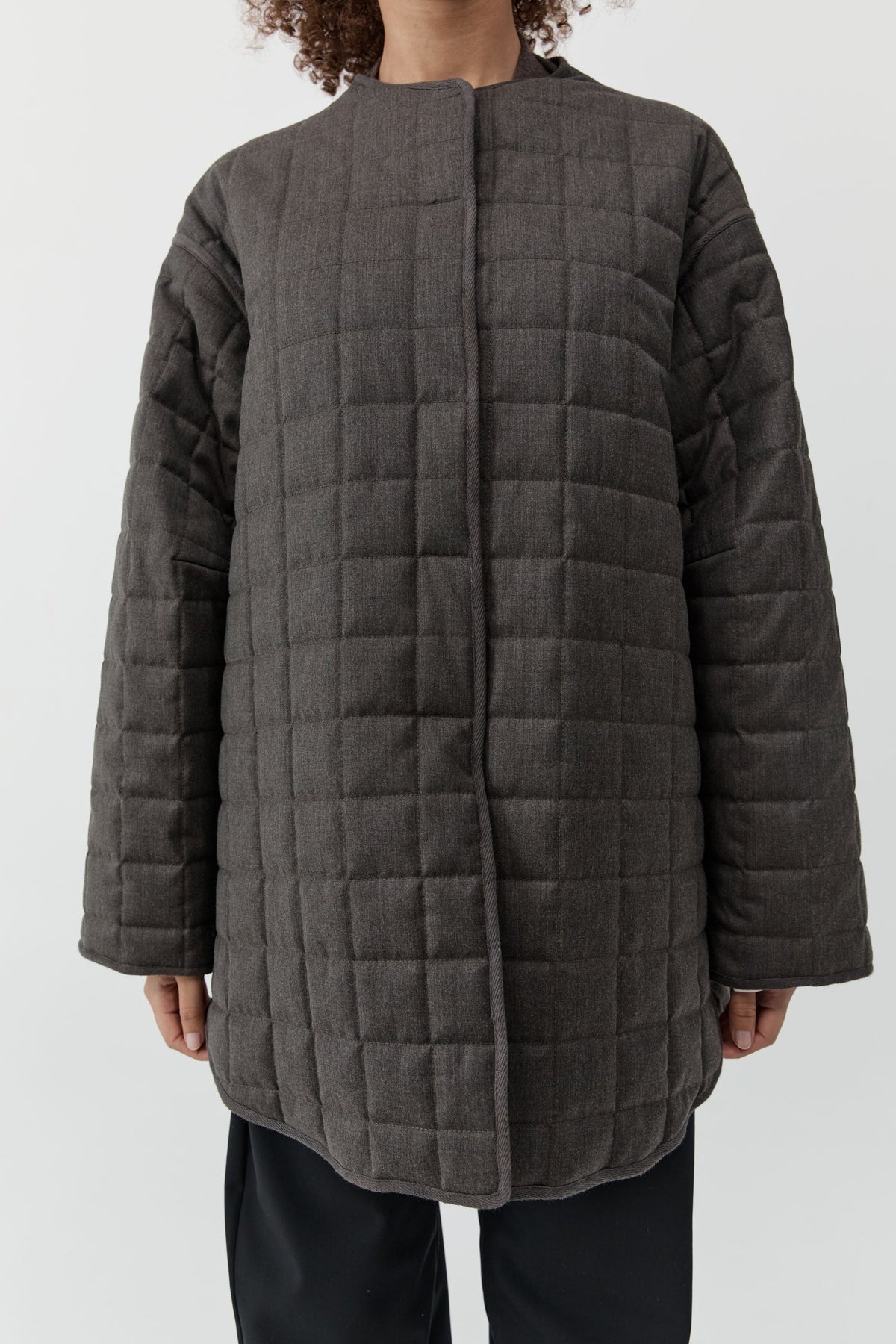 Wool Stitched Pillow Jacket - Mulch