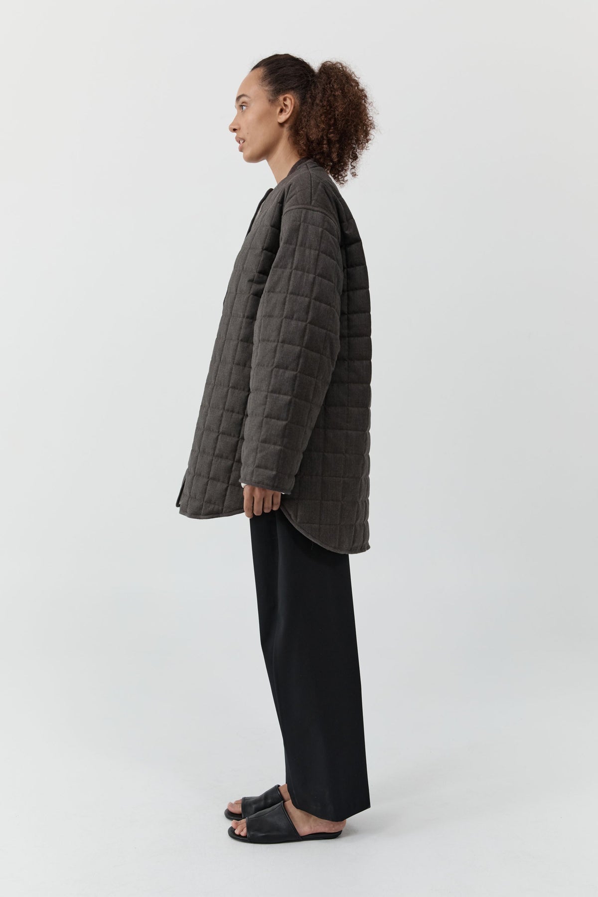 Wool Stitched Pillow Jacket - Mulch