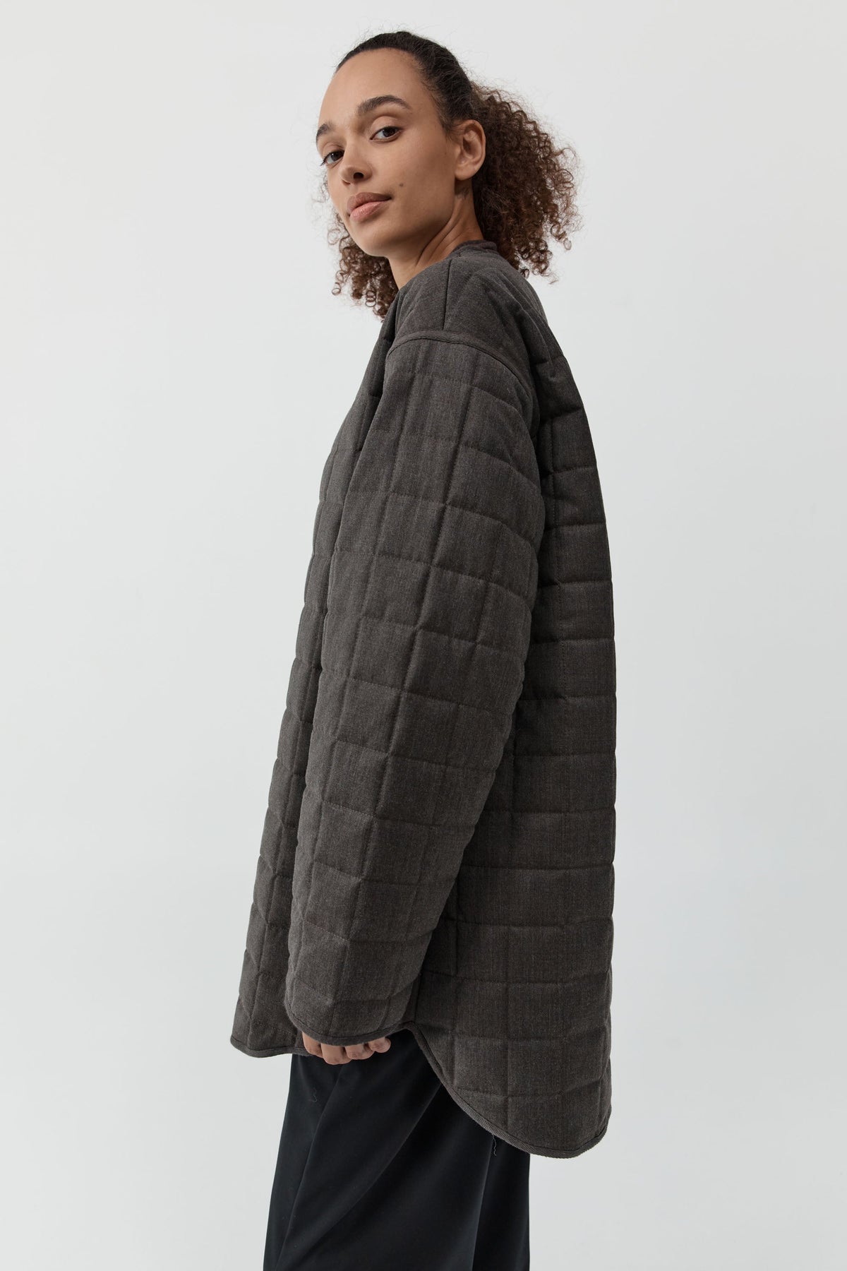 Wool Stitched Pillow Jacket - Mulch