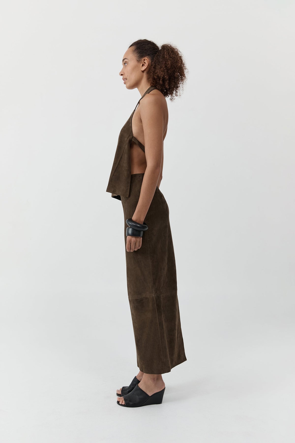 Suede Apron Top - Khaki