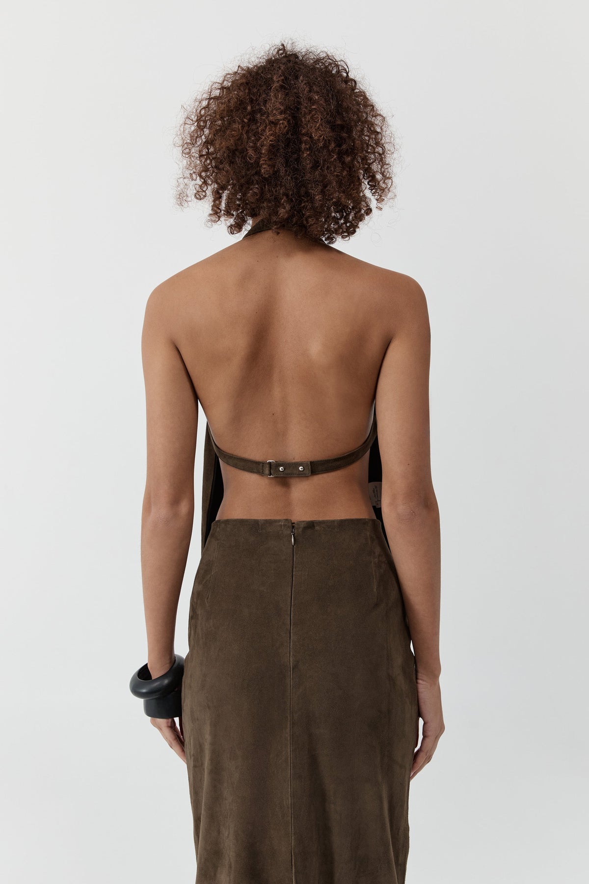 Suede Apron Top - Khaki