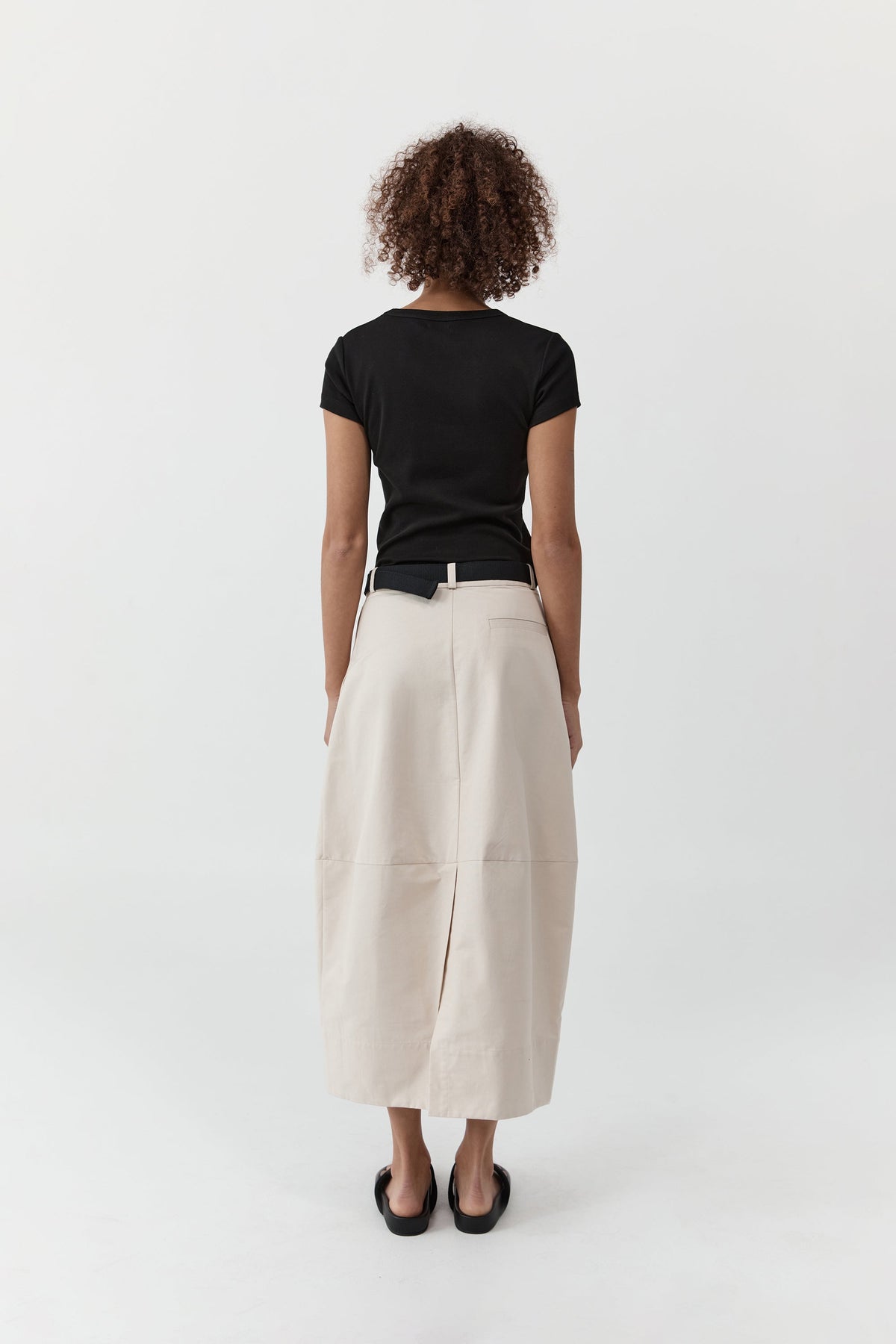Canvas Pleat Cocoon Skirt - Shell