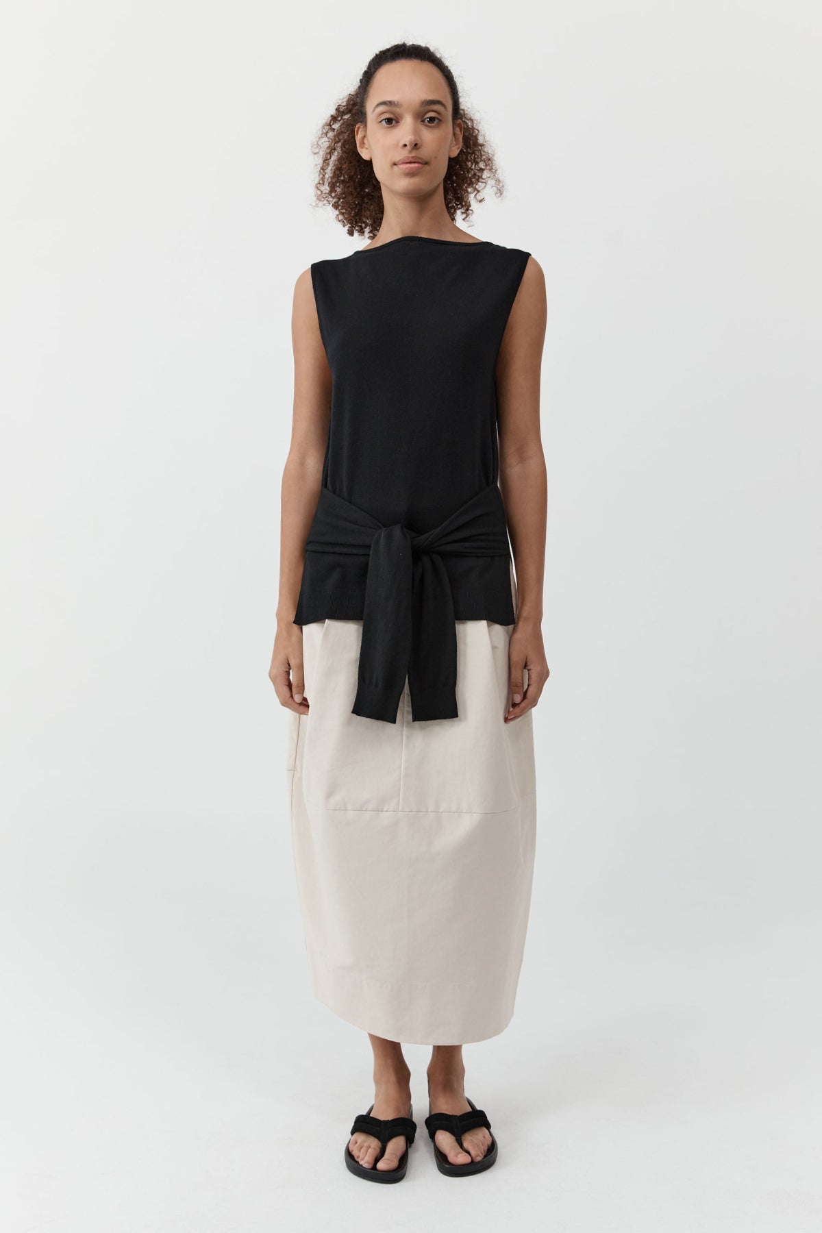 Canvas Pleat Cocoon Skirt - Shell