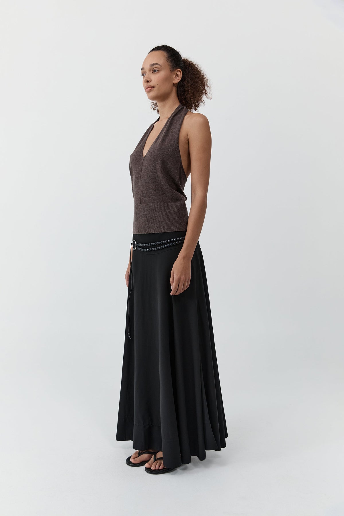 Fluid Circle Hem Skirt - Black