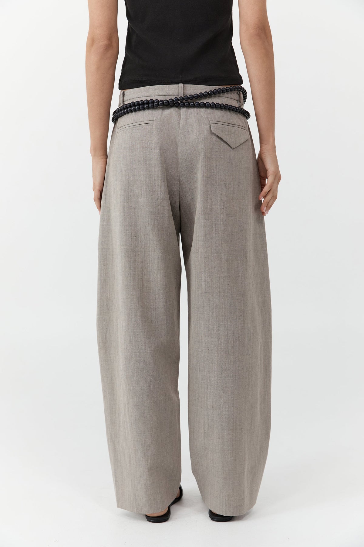 Fine Band Balloon Pants - Pebble Melange