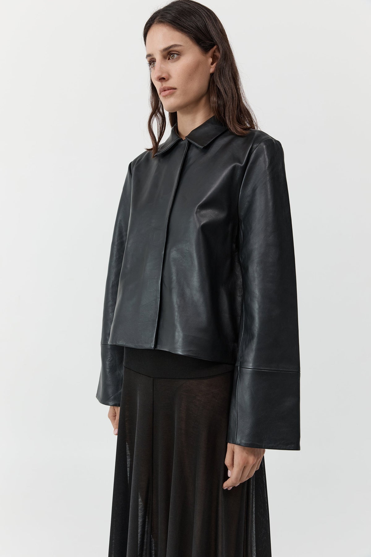 Leather Minimal Jacket - Black