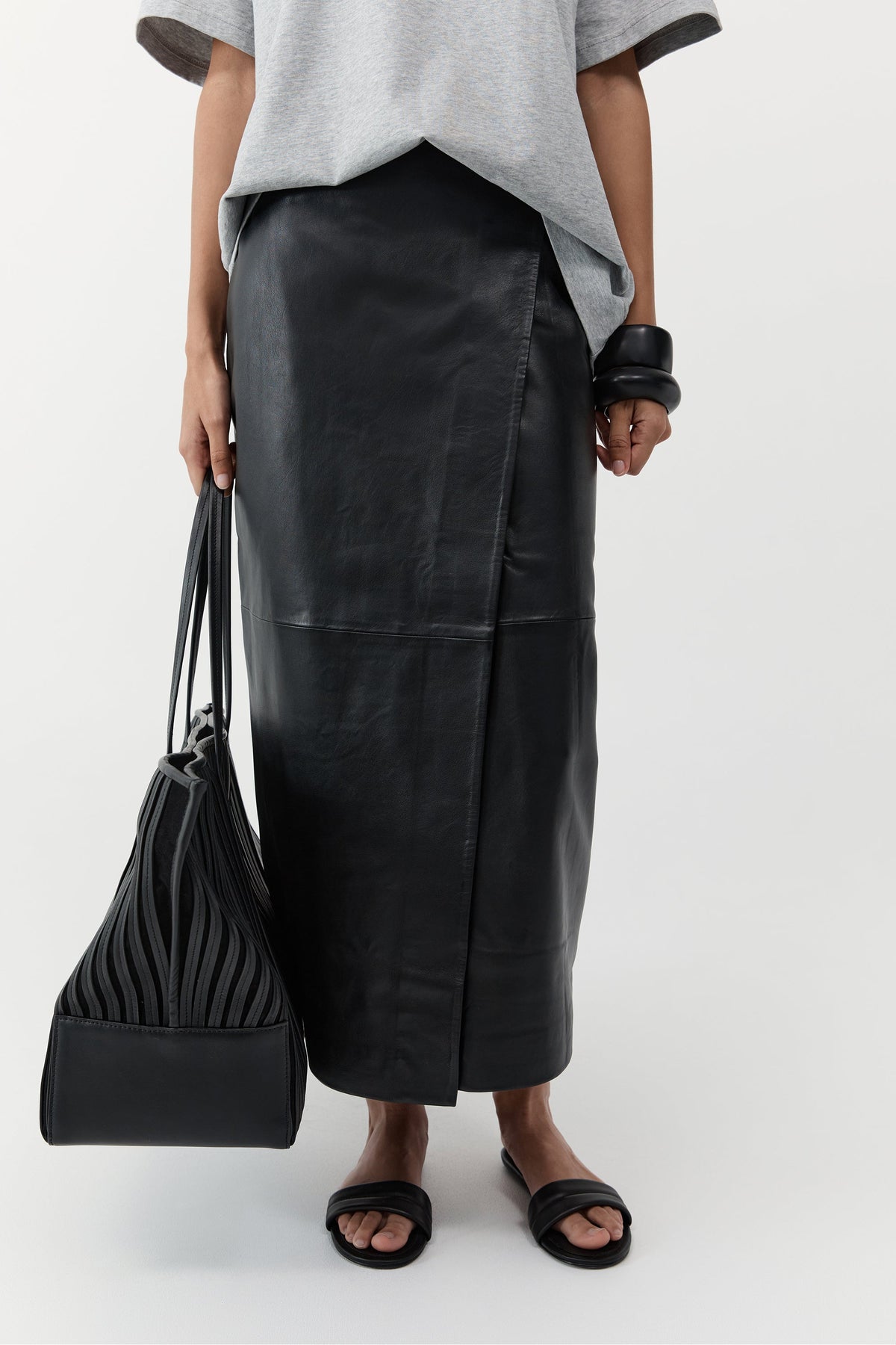 Large Linea Stitch Bateau Tote - Black