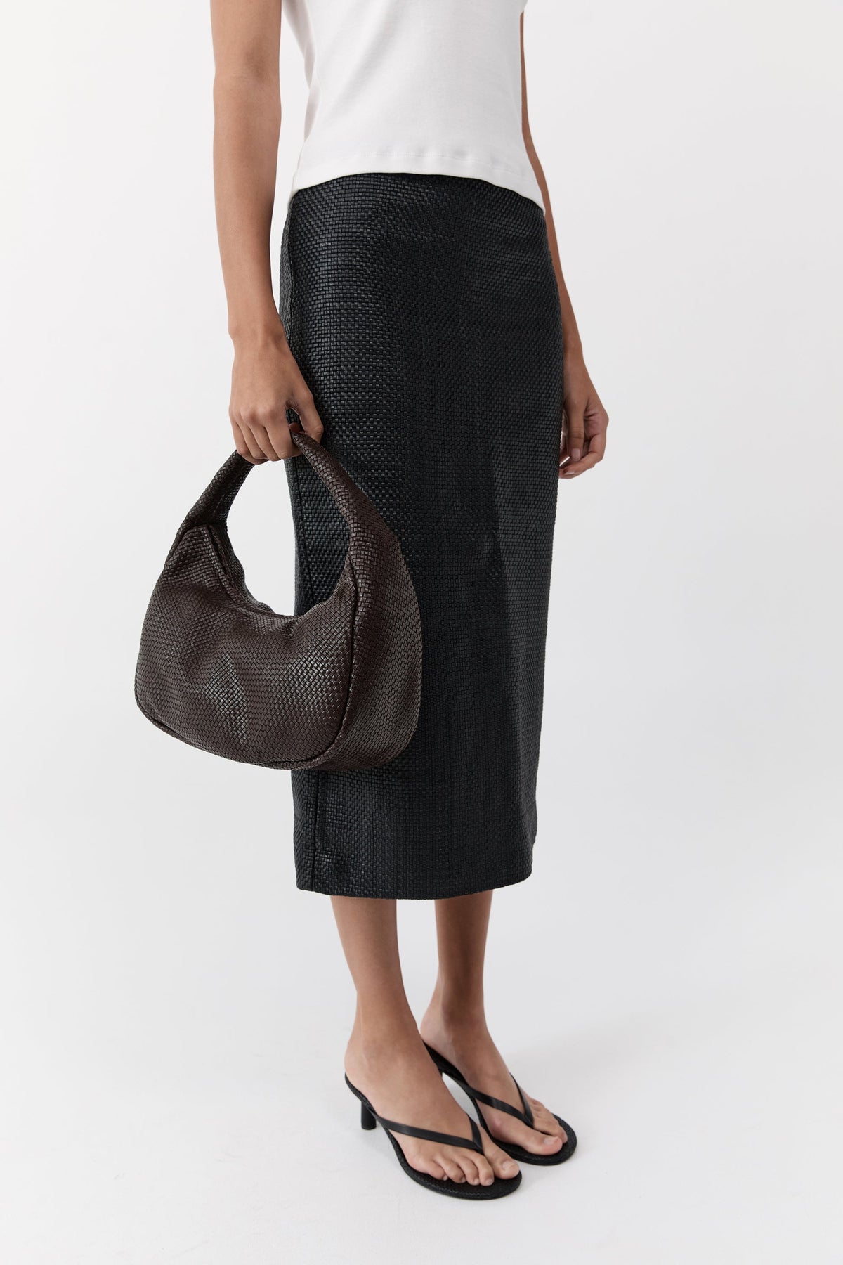 Woven Large Bon Bon Bag - Coffee