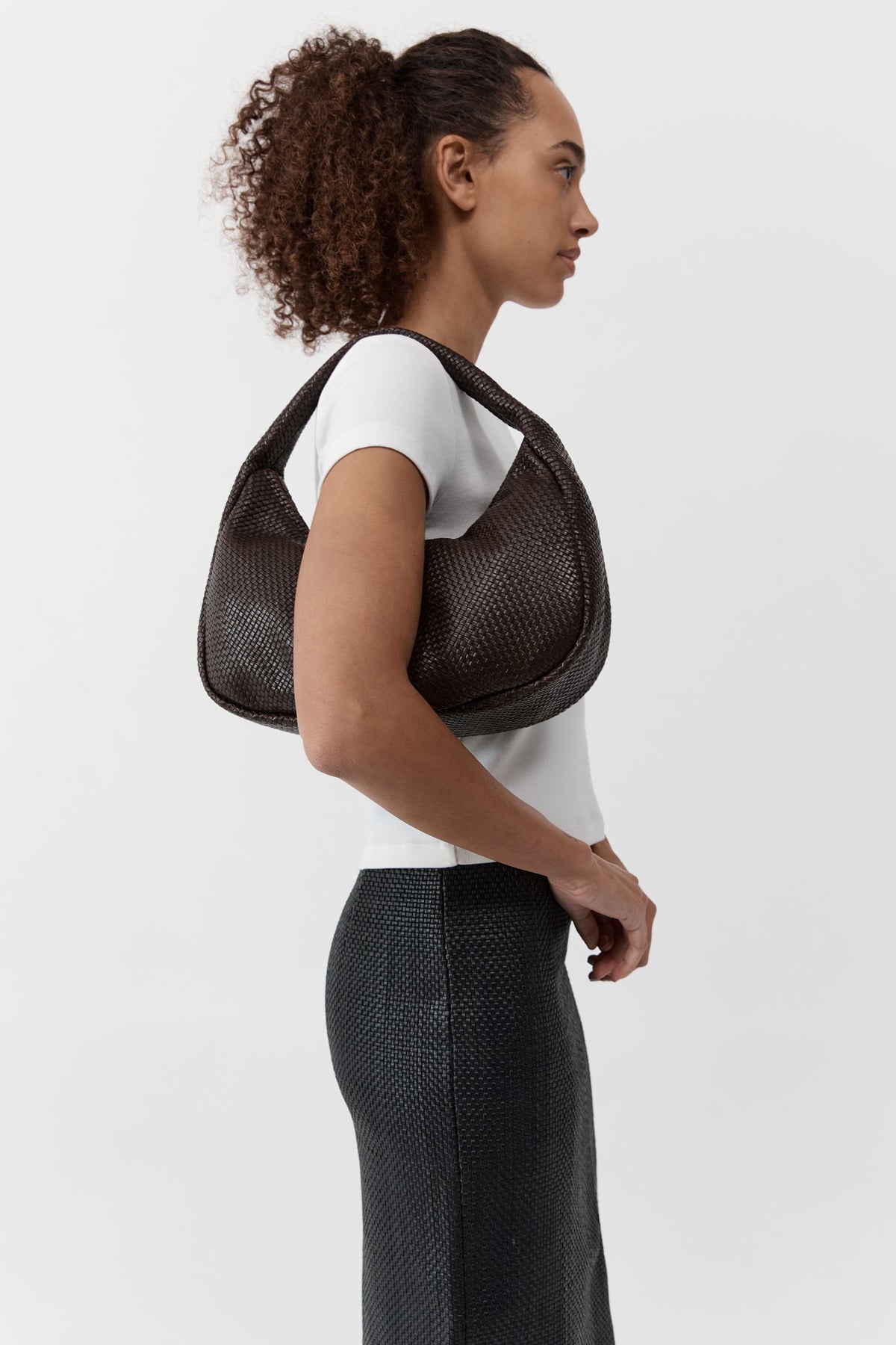 Woven Large Bon Bon Bag - Coffee