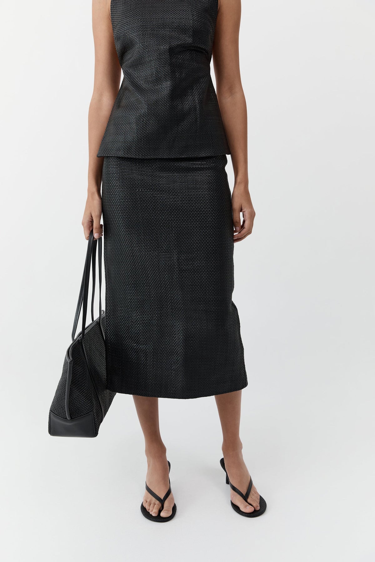 Woven Bateau Tote - Black