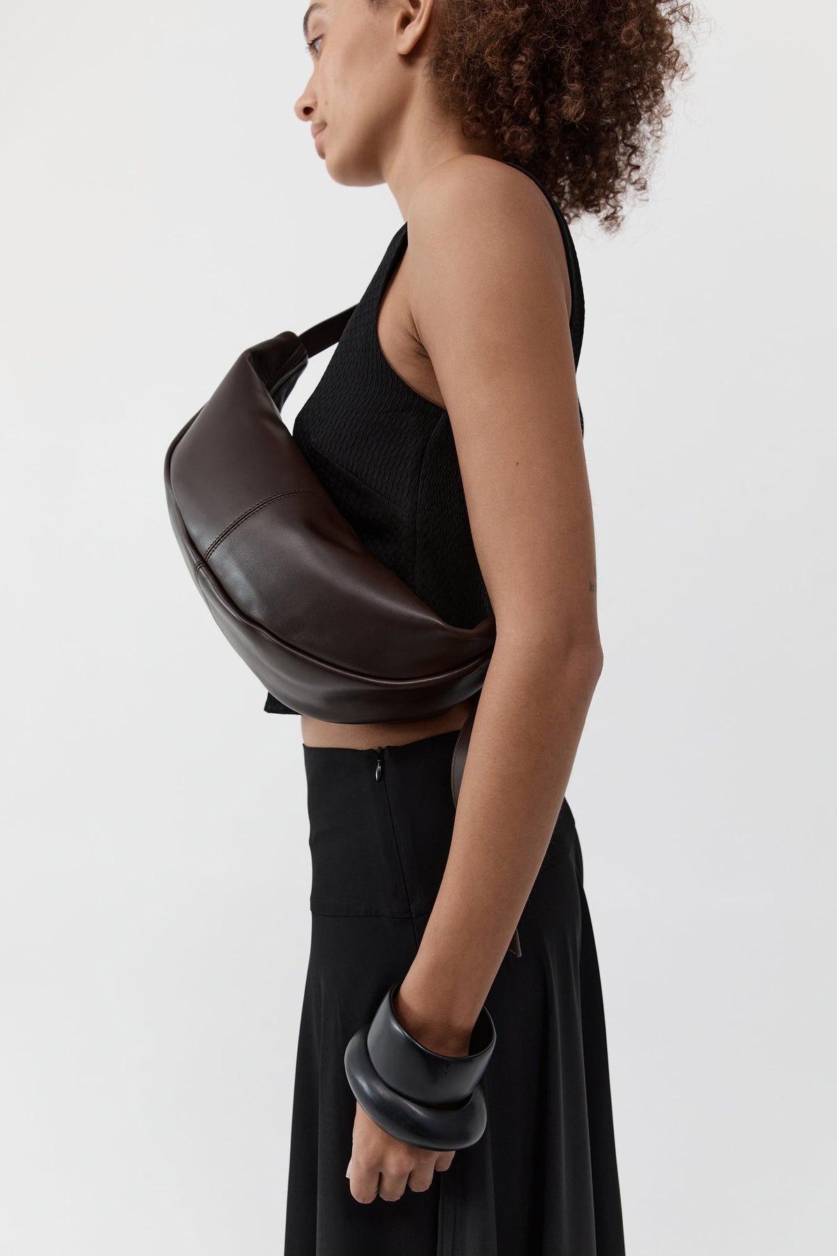 Adjustable Slim Crescent Bag - Coffee