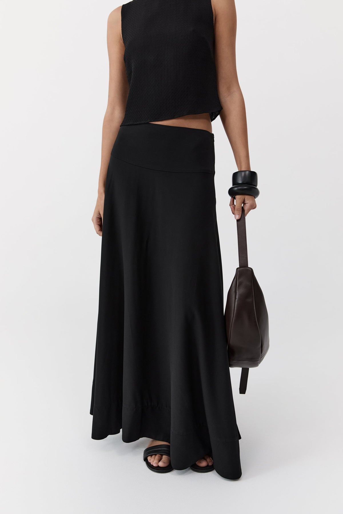 Adjustable Slim Crescent Bag - Coffee