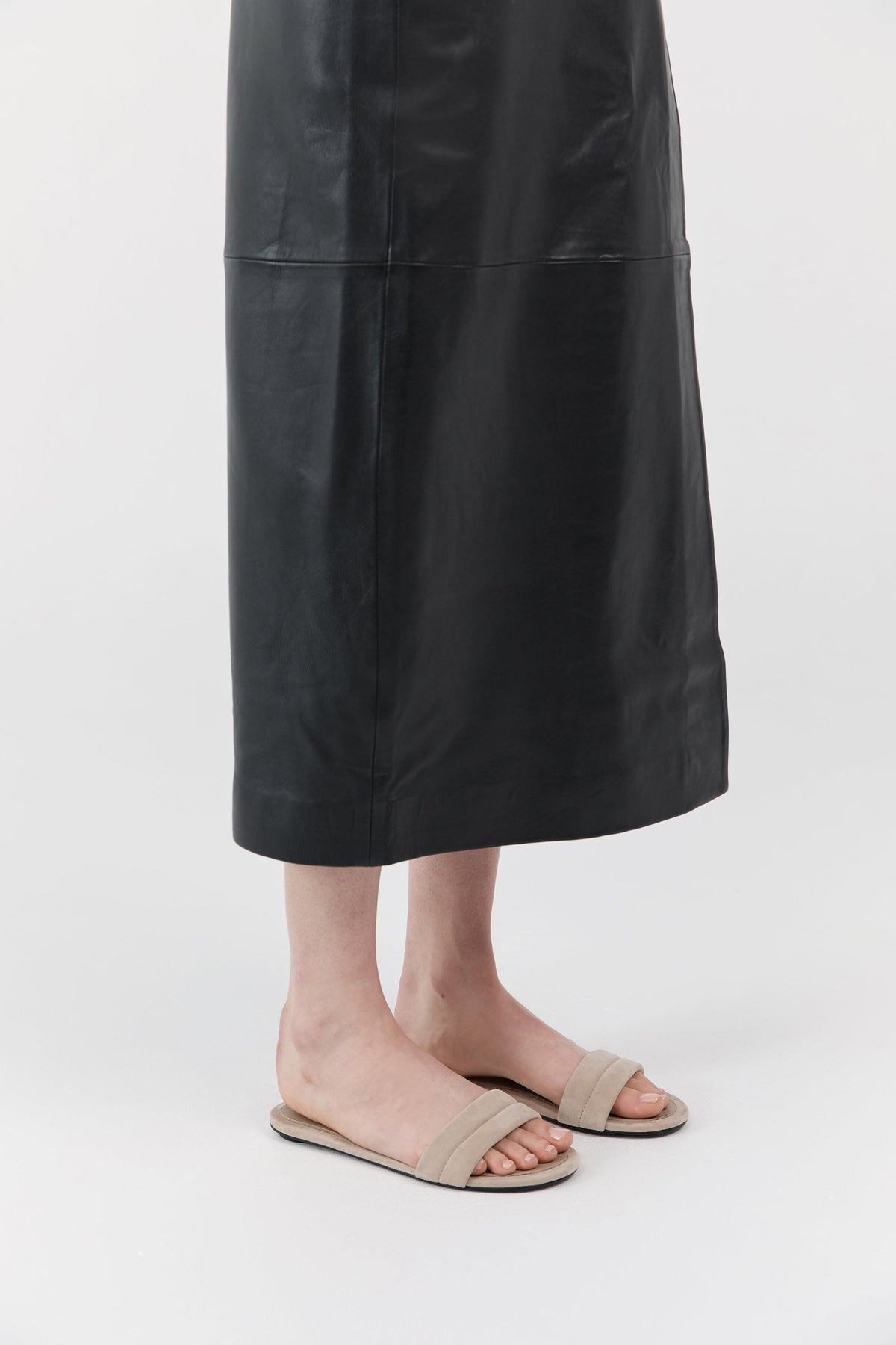 Suede Stitch Detail Slide - Rock