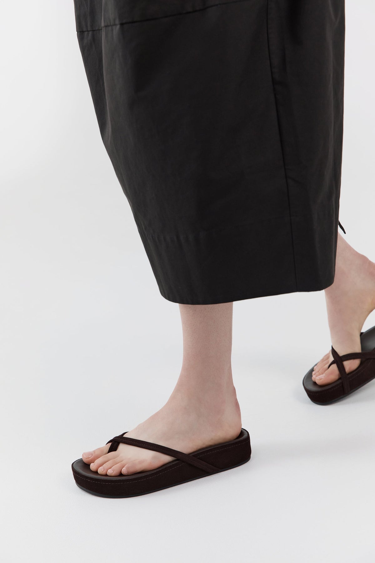 Suede Cross Strap Flatform - Coffee