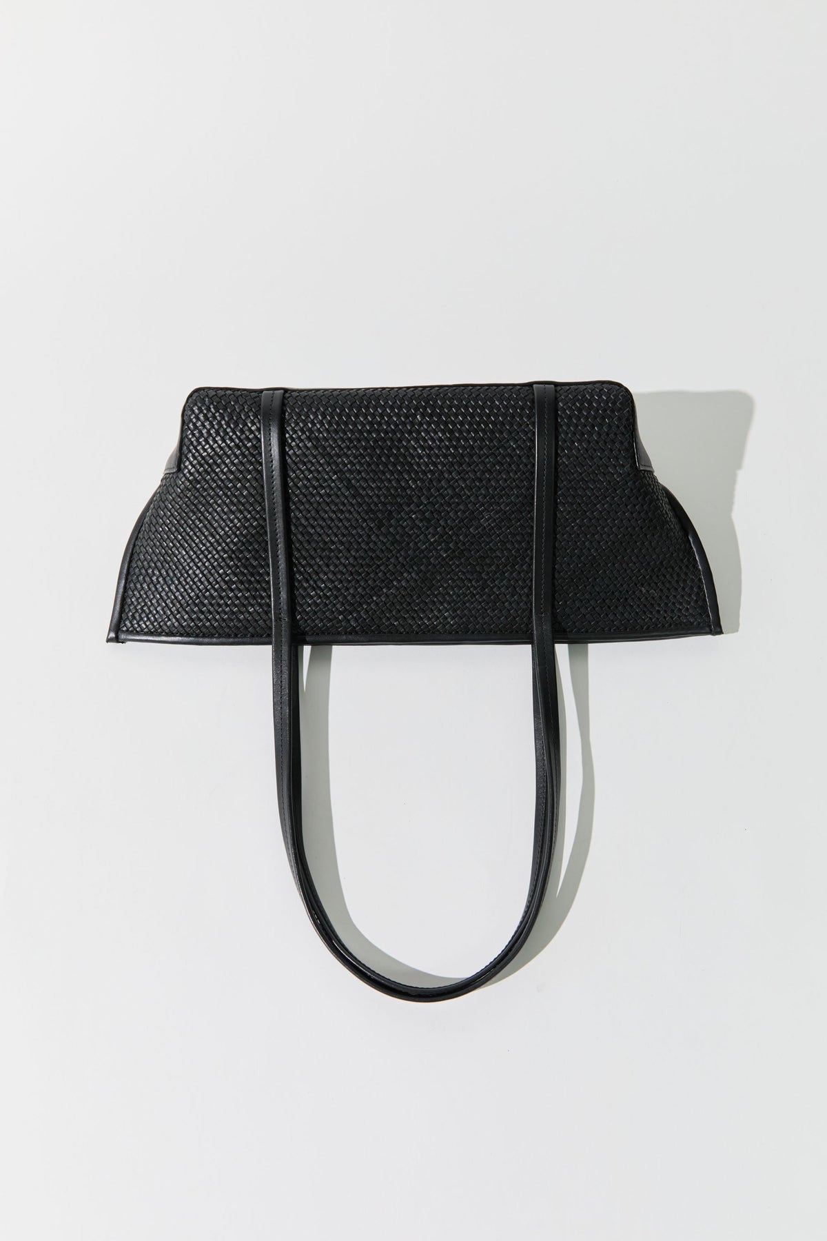 Woven Slim Bateau Tote - Black