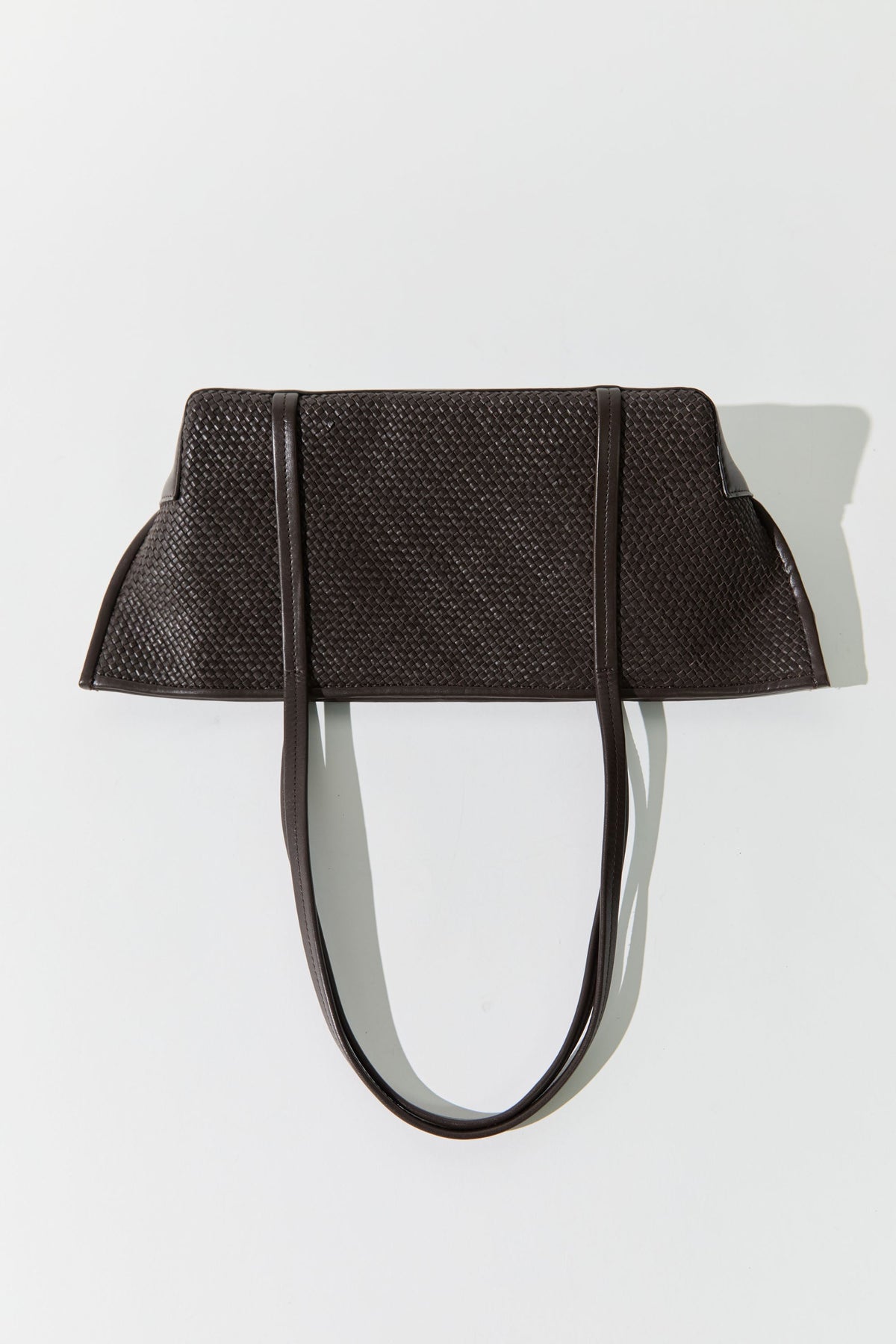 Woven Slim Bateau Tote - Coffee