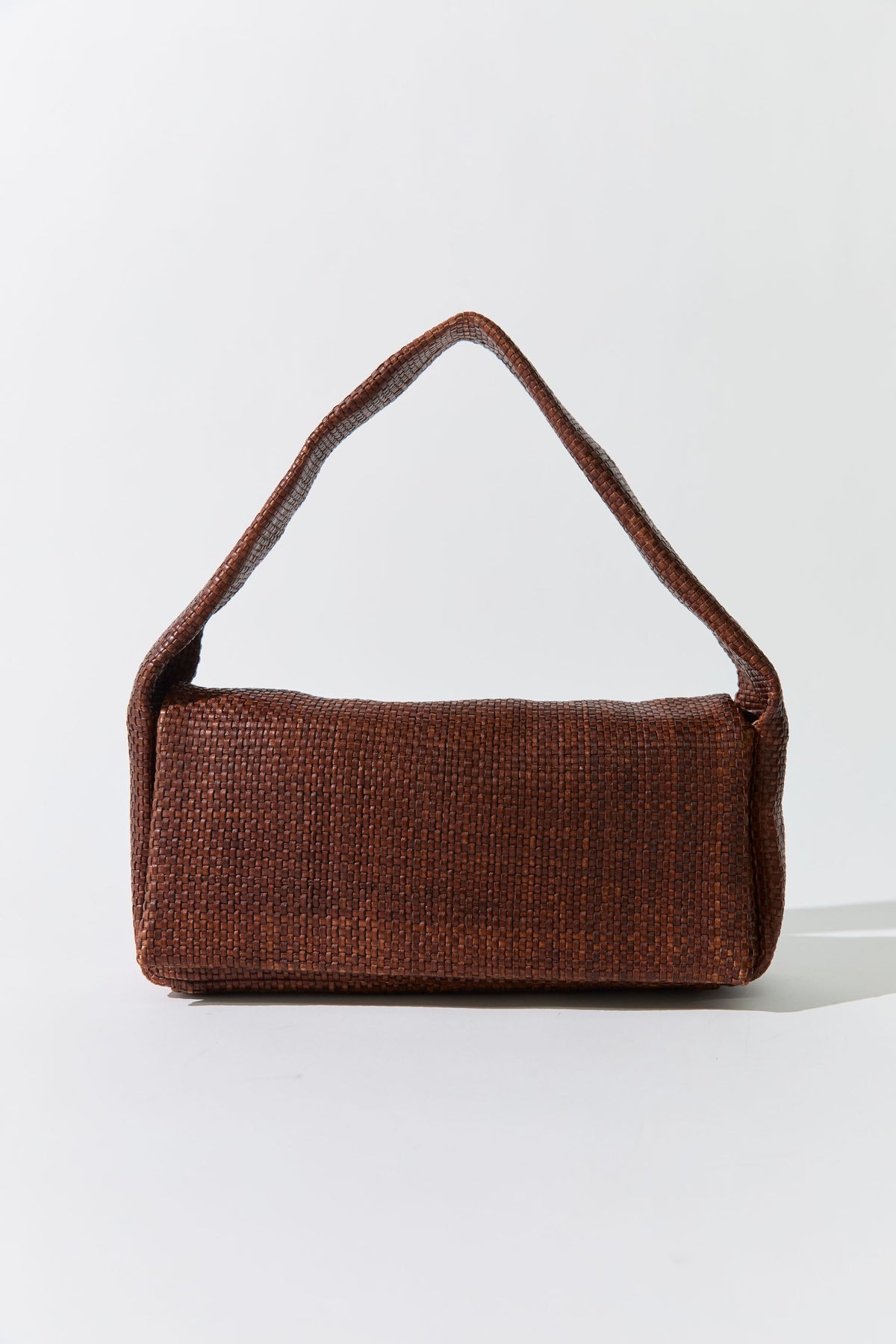 Woven Slim Satchel - Chestnut