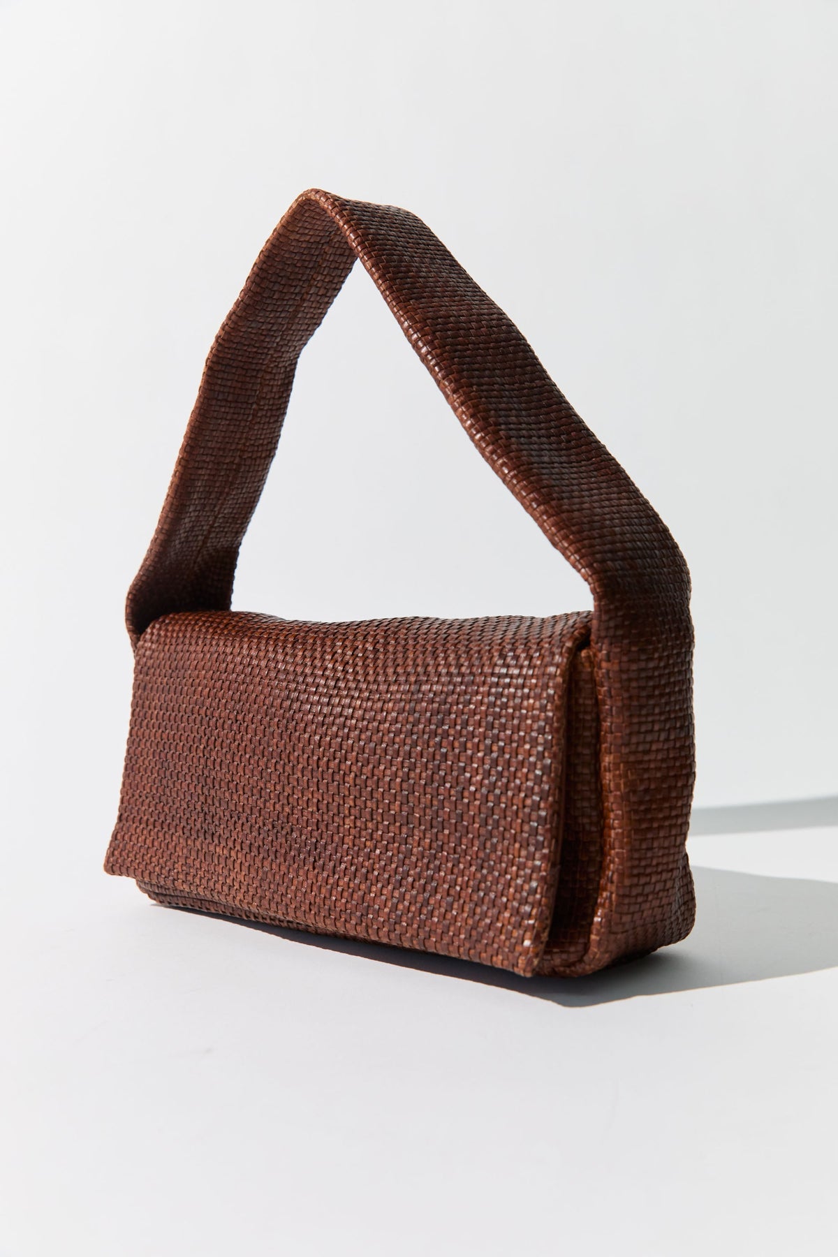 Woven Slim Satchel - Chestnut