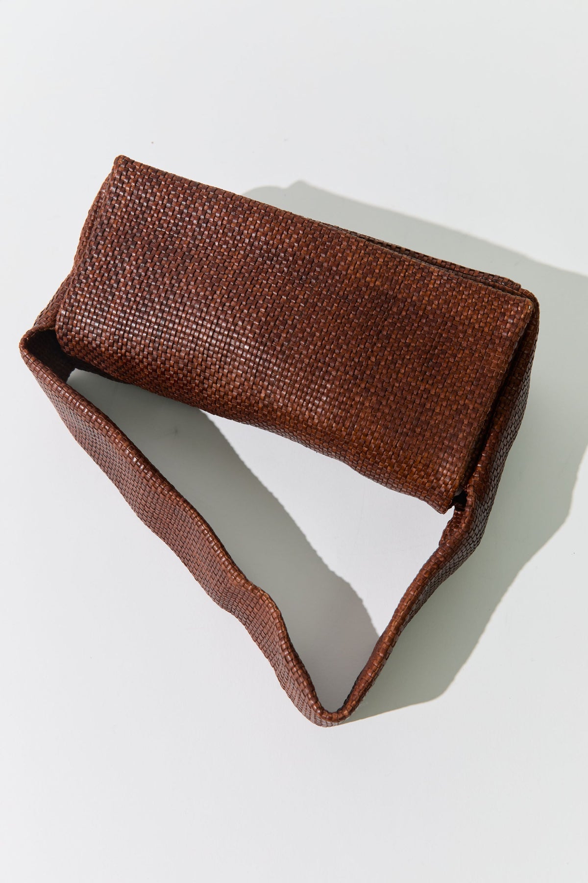 Woven Slim Satchel - Chestnut
