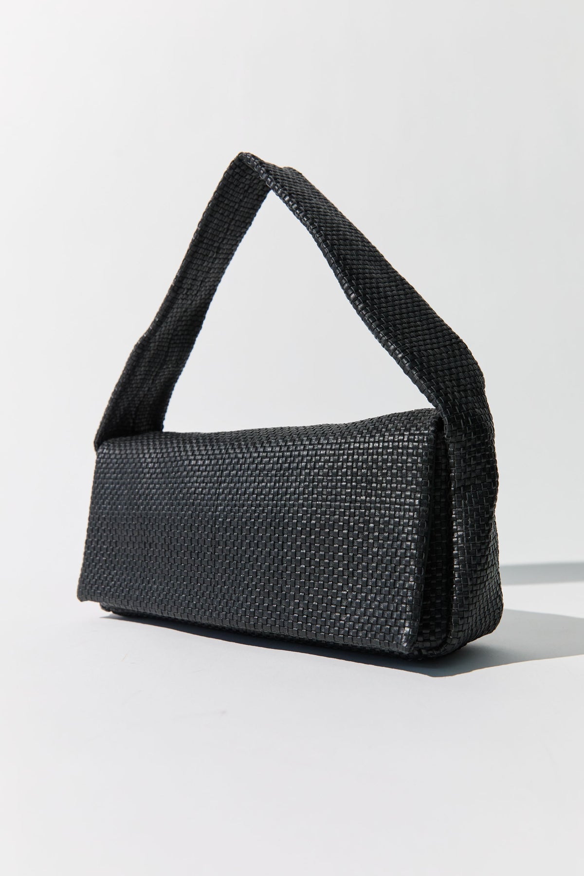 Woven Slim Satchel - Black
