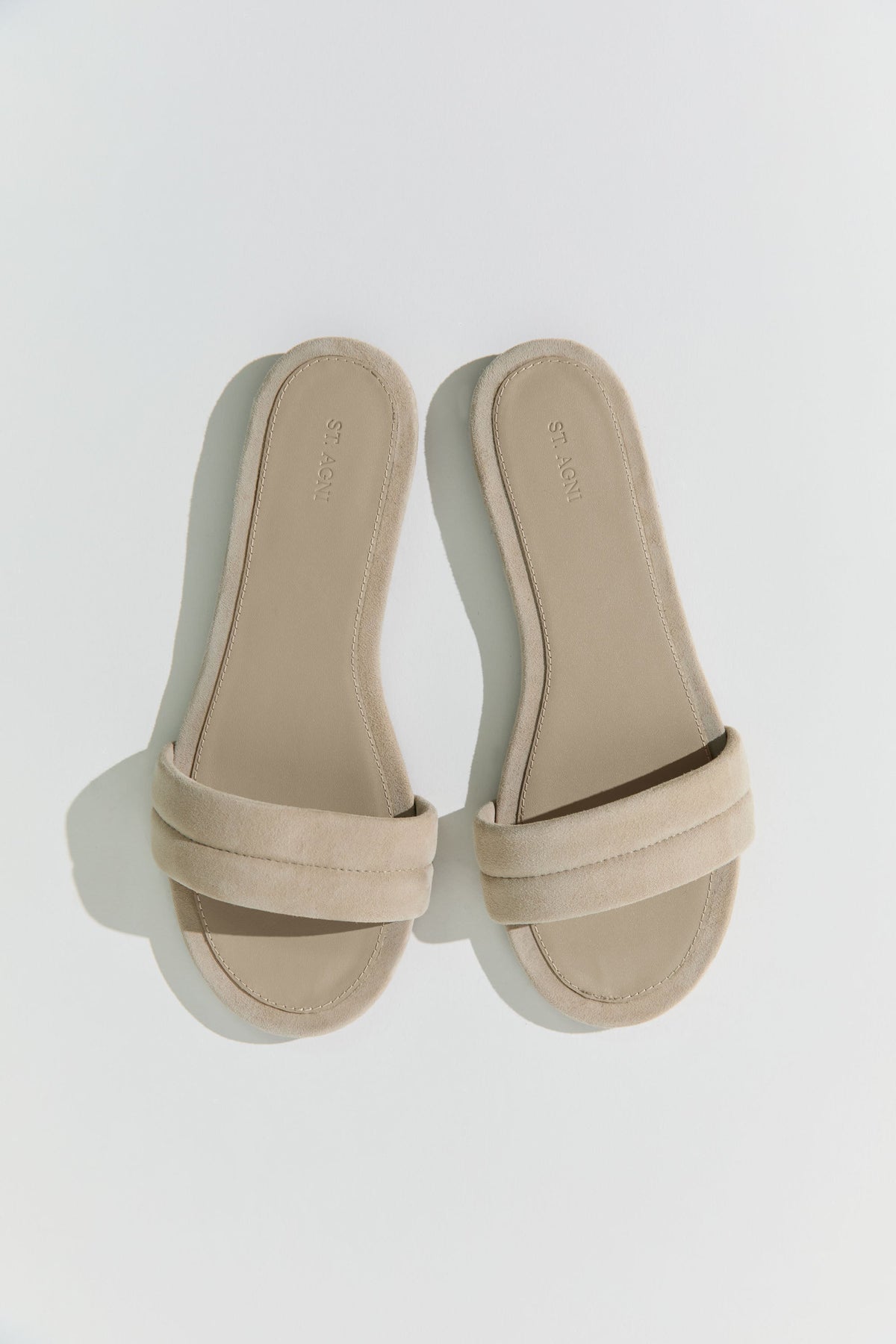 Suede Stitch Detail Slide - Rock