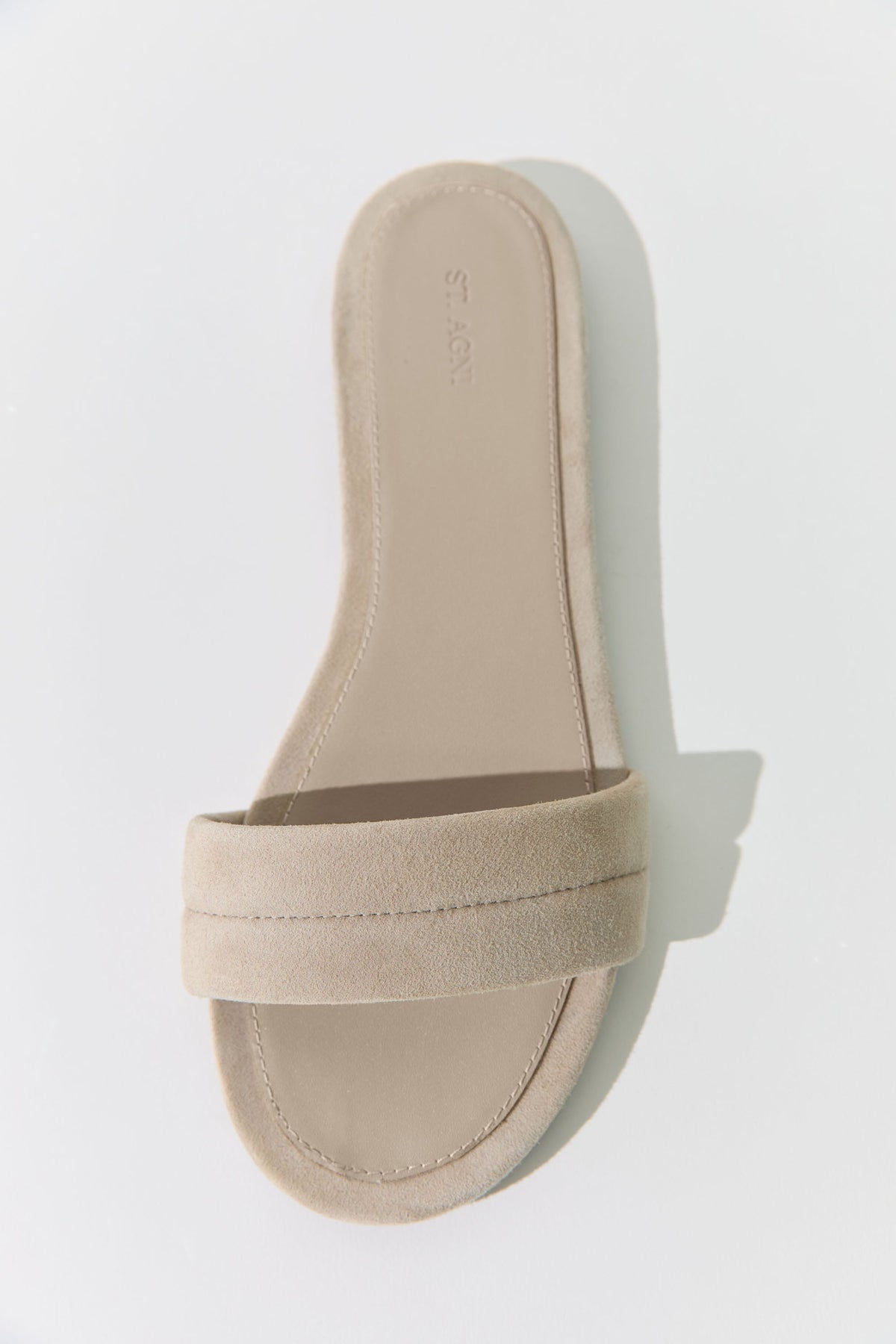 Suede Stitch Detail Slide - Rock
