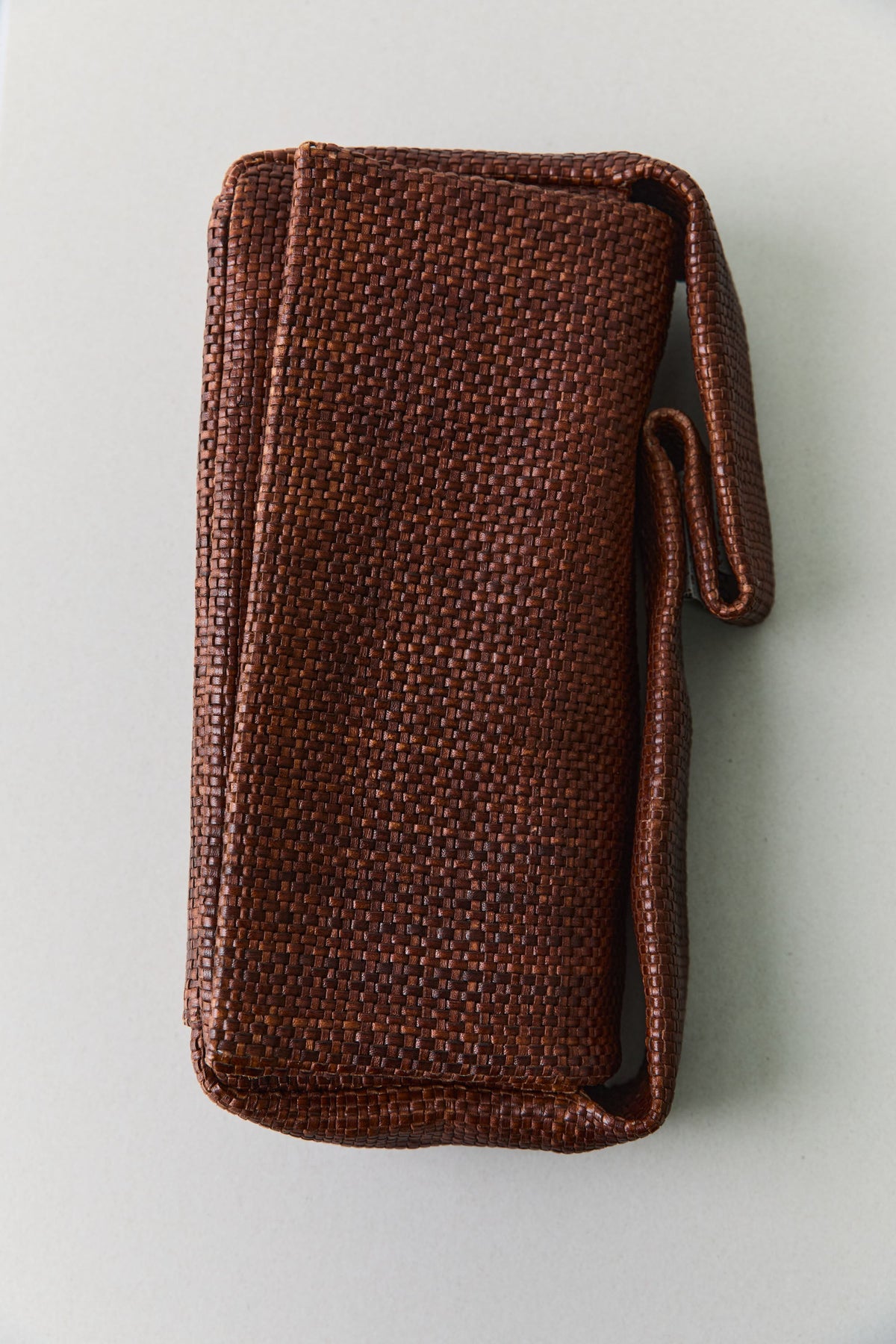 Woven Slim Satchel - Chestnut