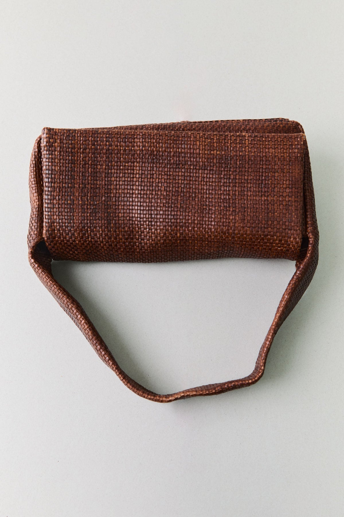 Woven Slim Satchel - Chestnut
