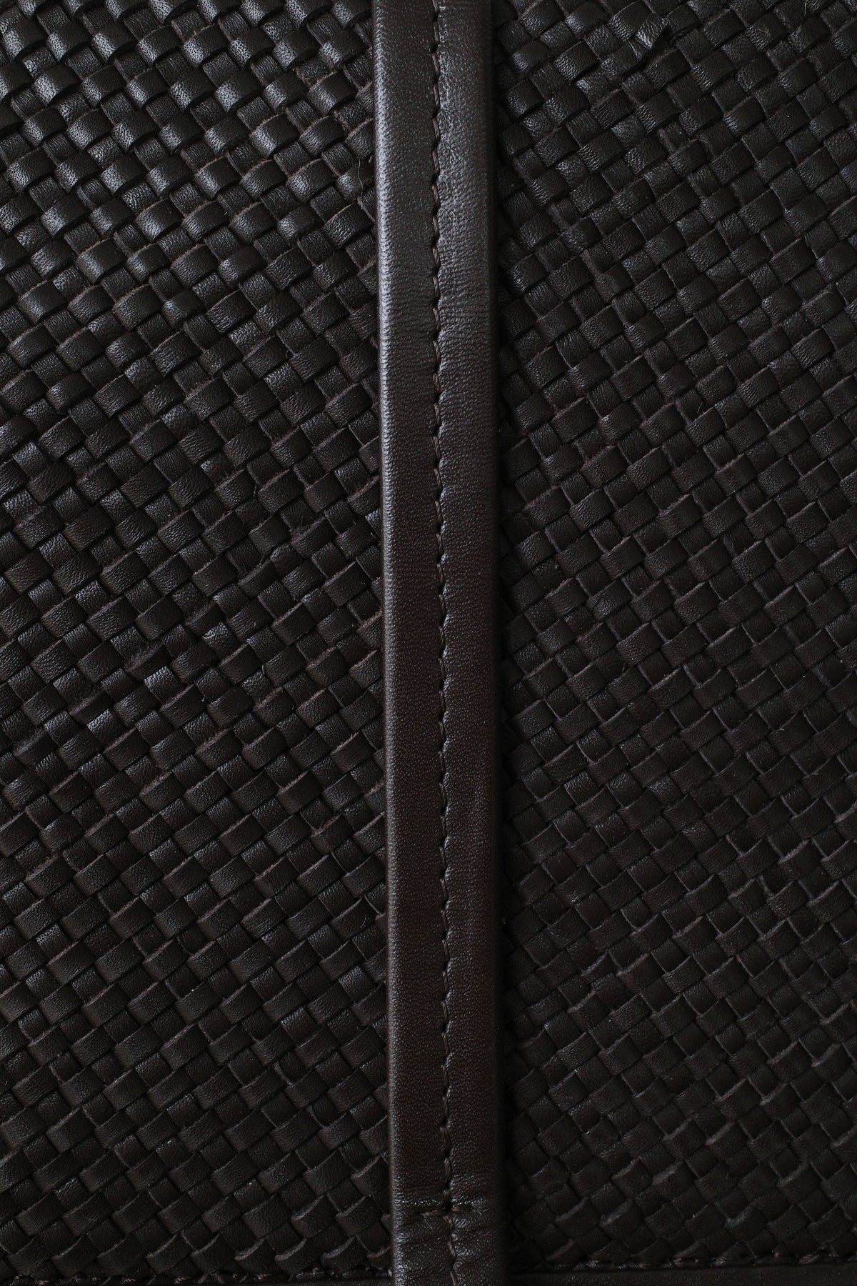 Woven Slim Bateau Tote - Coffee