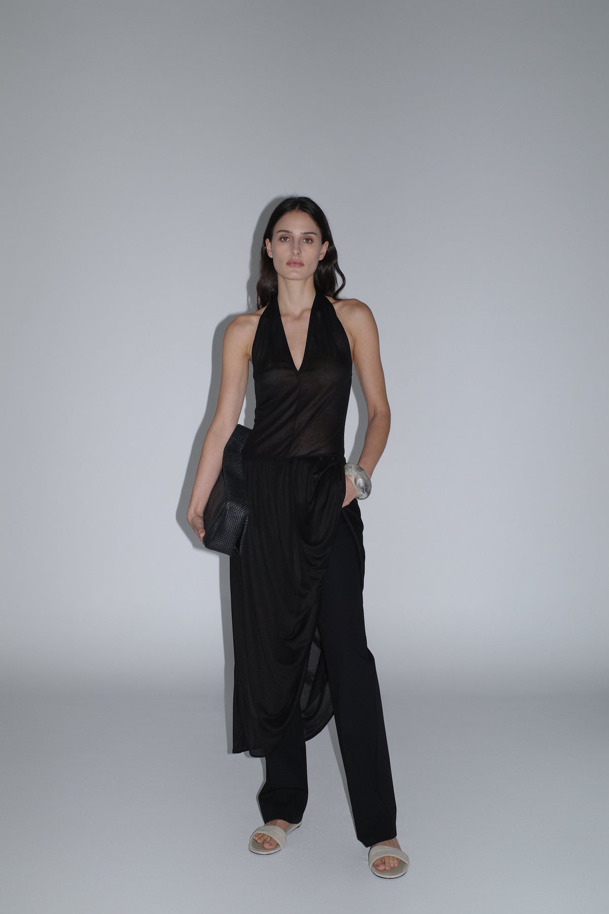 Fluid Jersey Halter Dress - Black