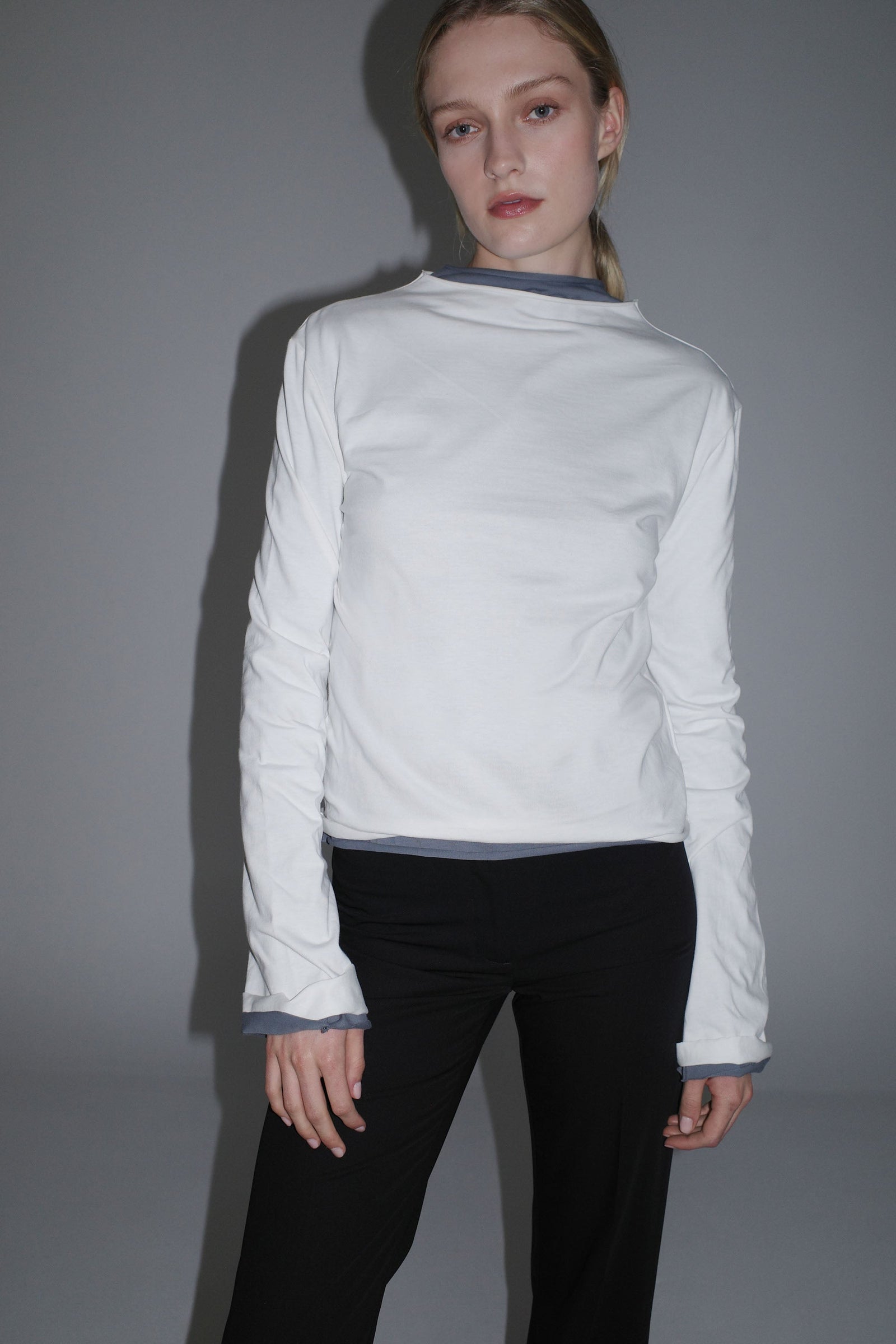 Funnel Neck Long Sleeve - White