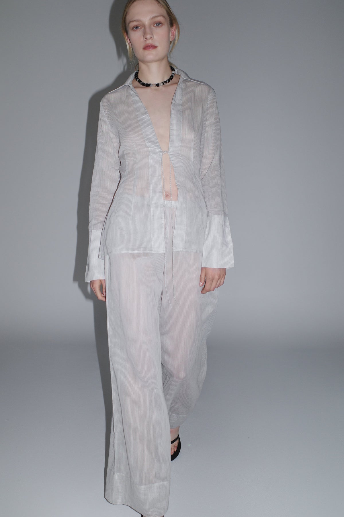 Sheer Stripe Relaxed Pant - Sheer Stripe