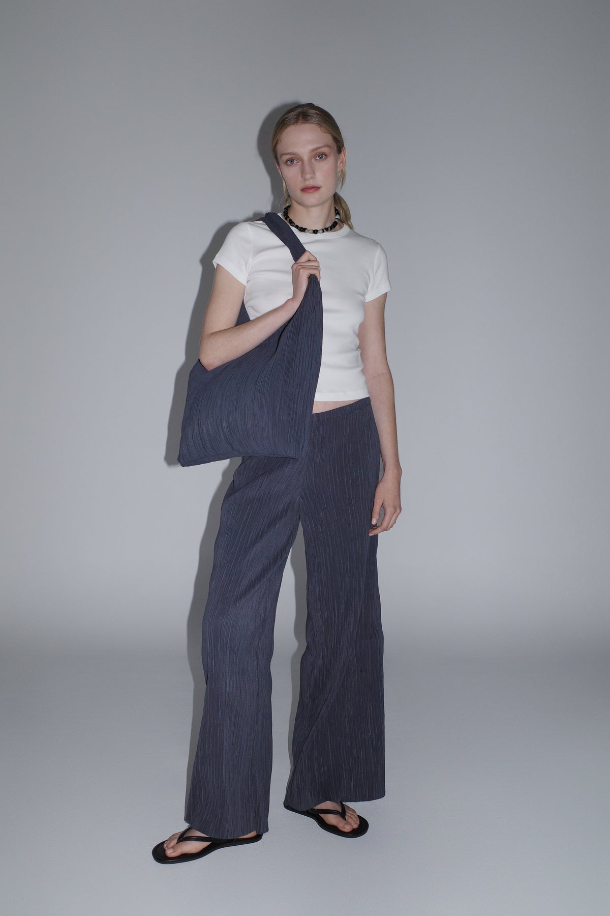Mini Pleat Pants - Washed Black