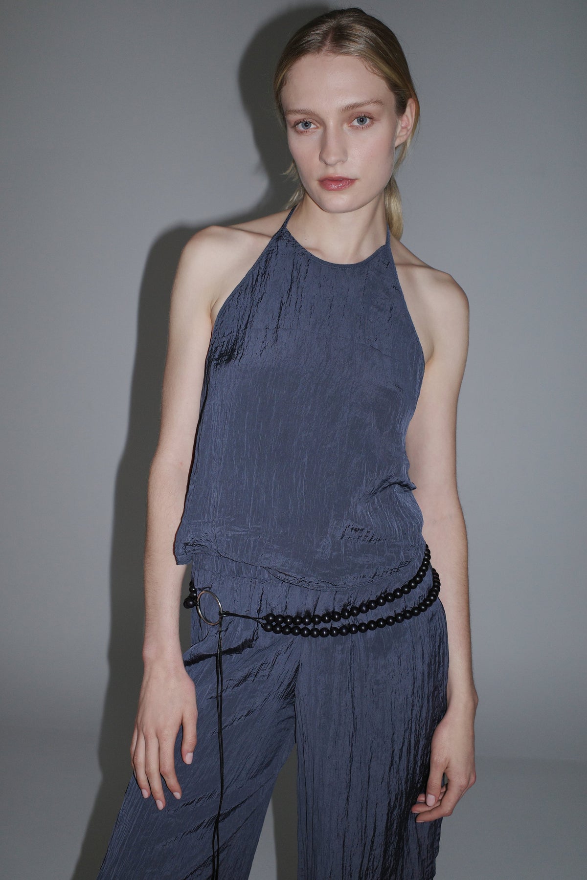 Crinkle Halter Top - Ink