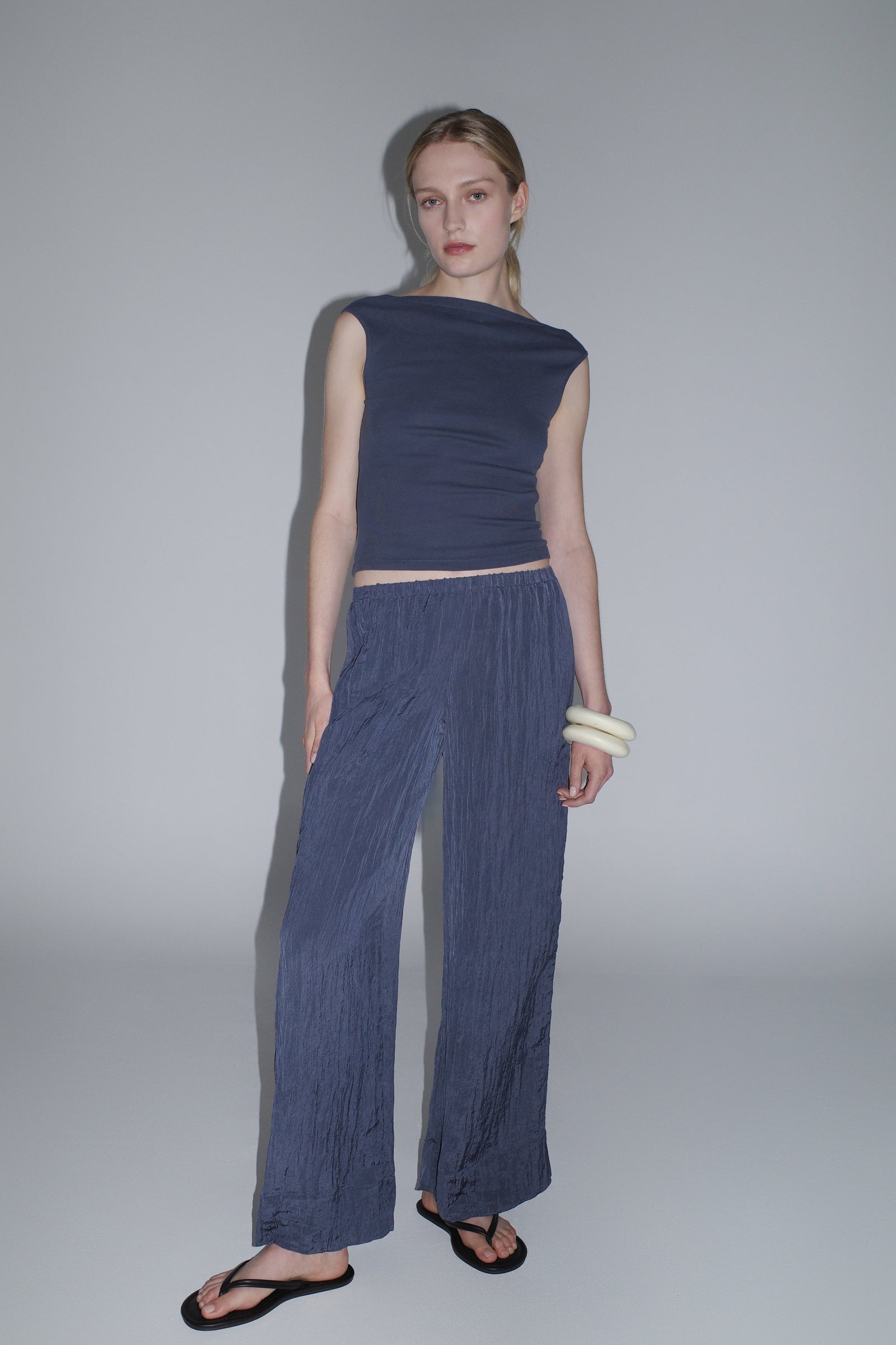 Crinkle Relaxed Pants - Ink
