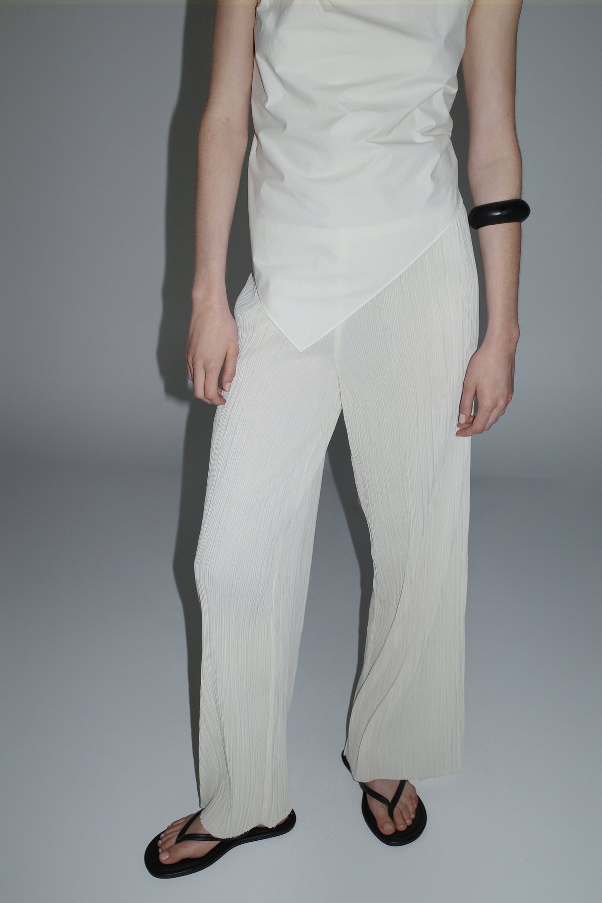 Mini Pleat Pants - Oyster