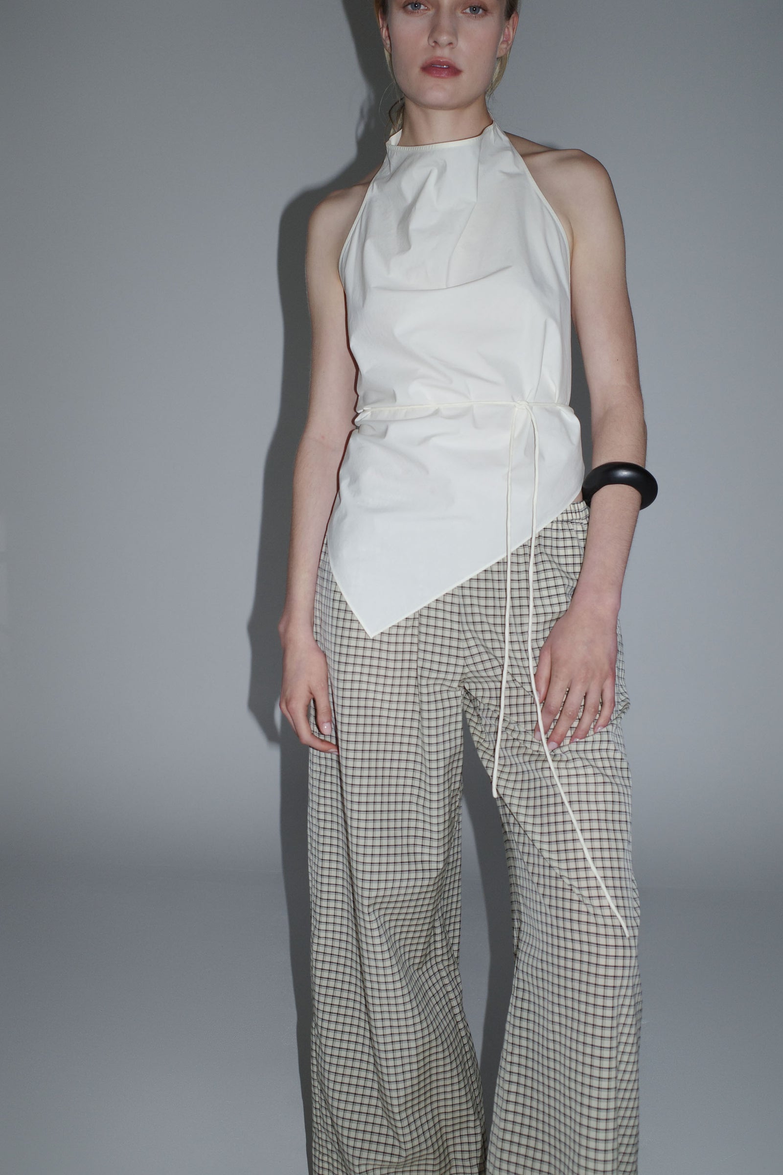 Cotton Check Relaxed Pant - Check