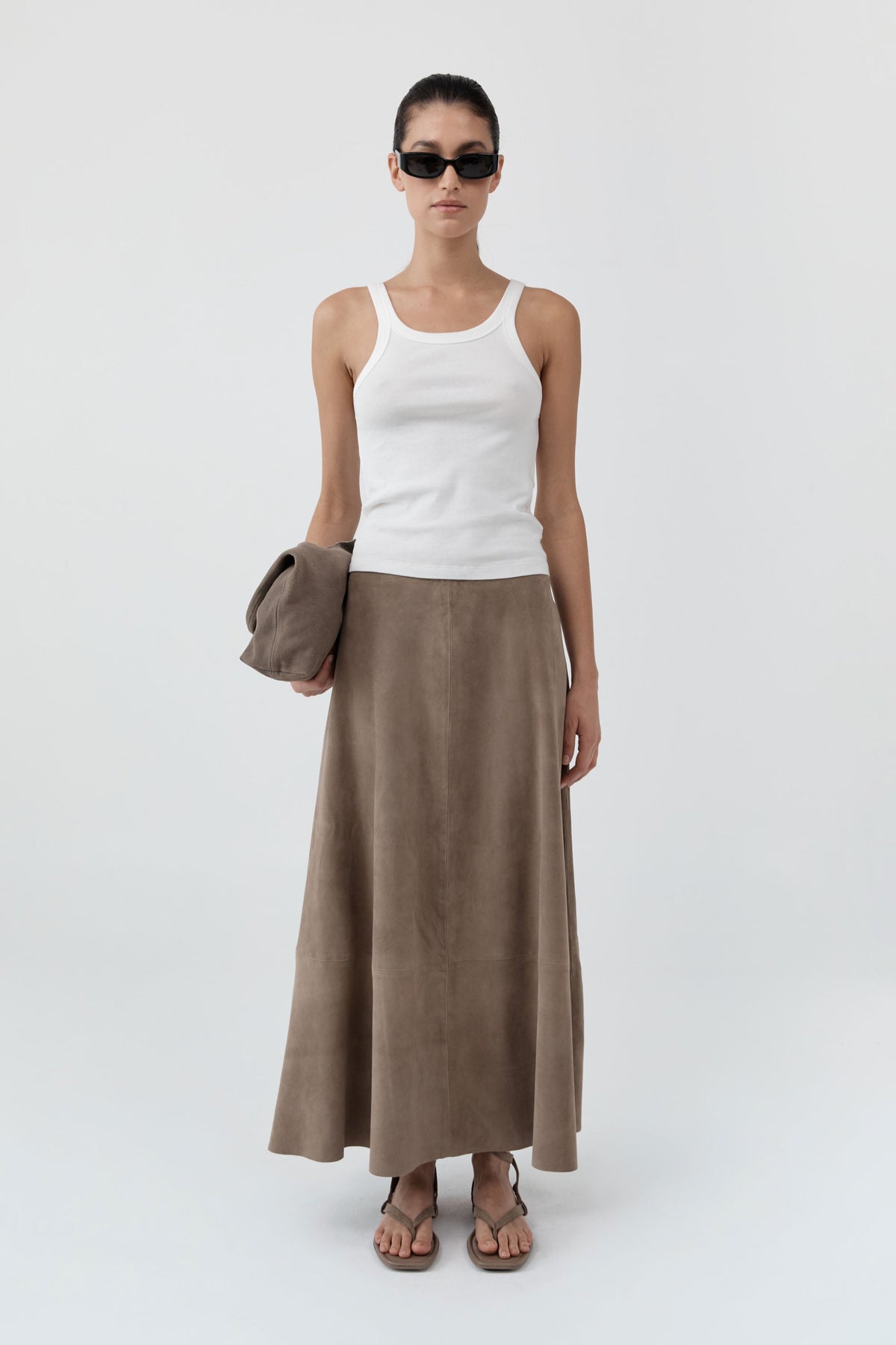 Suede Circle Skirt - Earth
