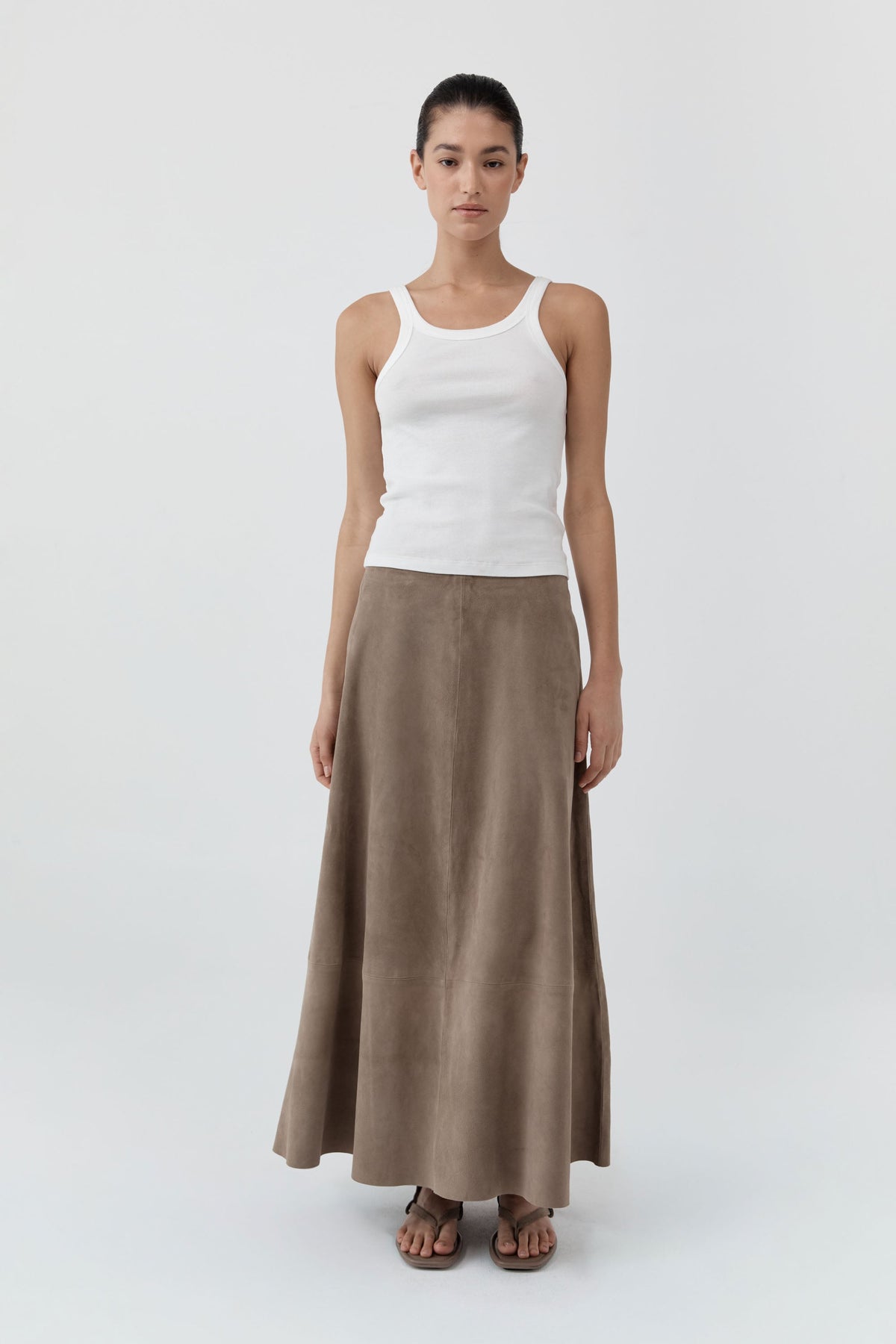 Suede Circle Skirt - Earth