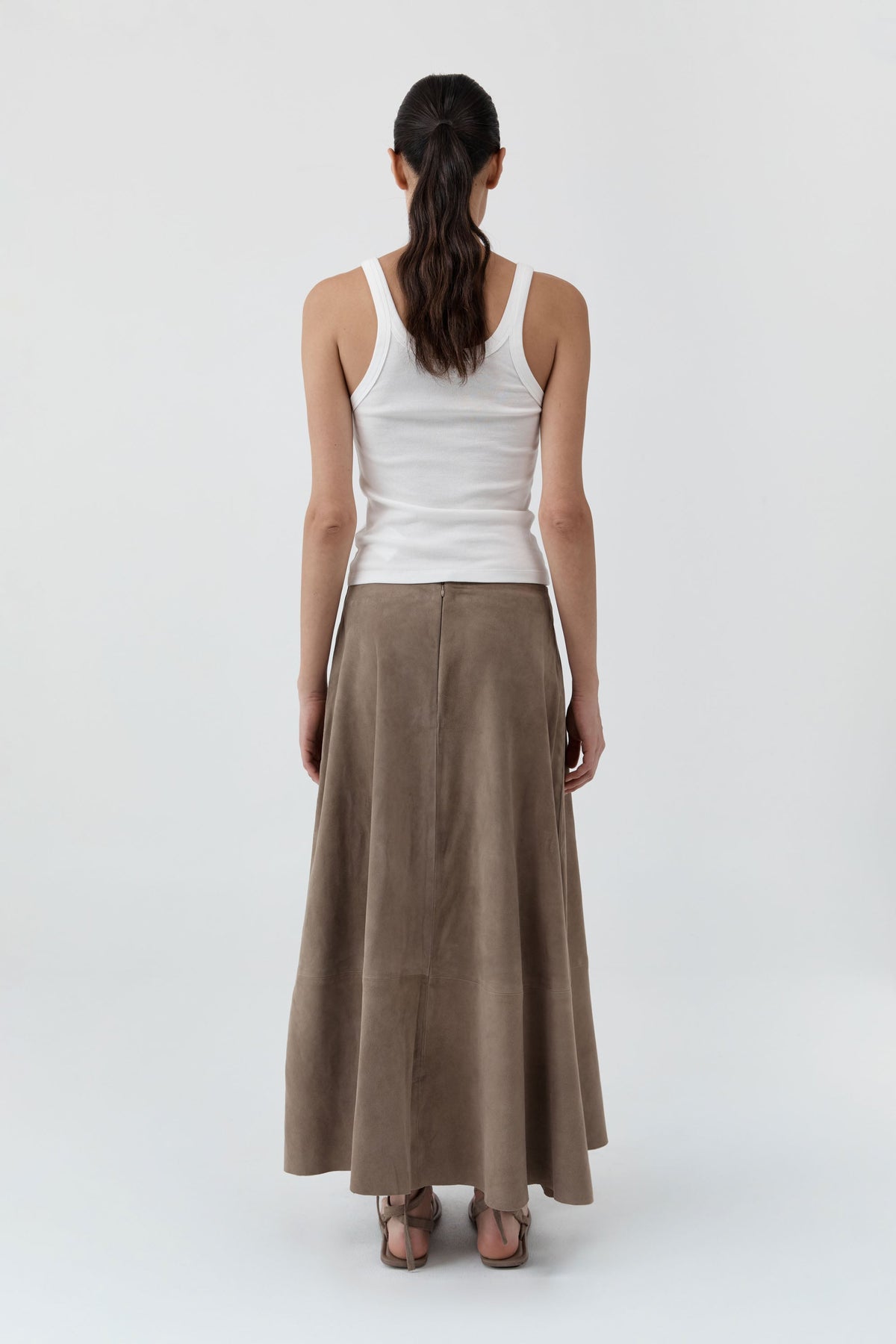 Suede Circle Skirt - Earth