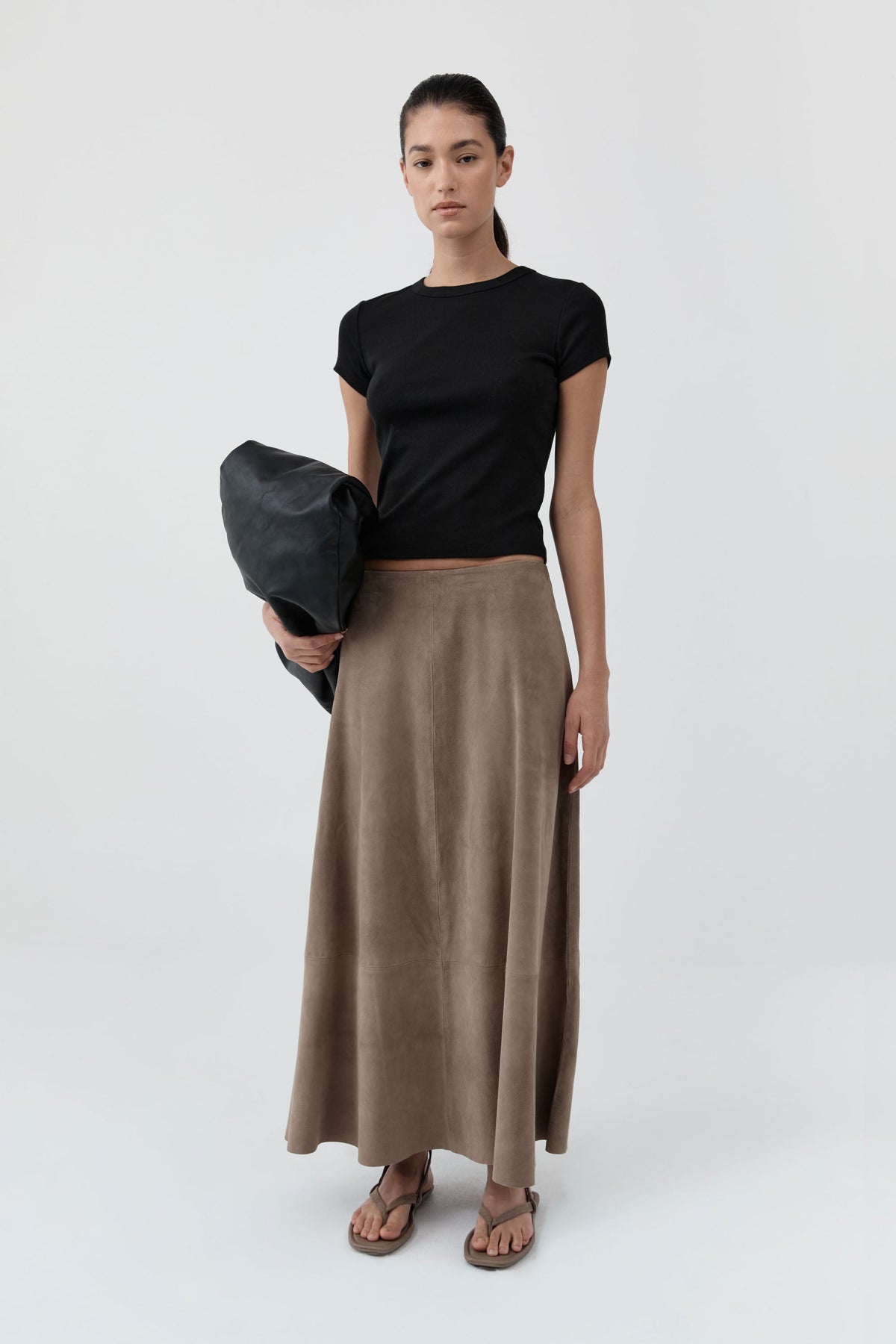 Suede Circle Skirt - Earth