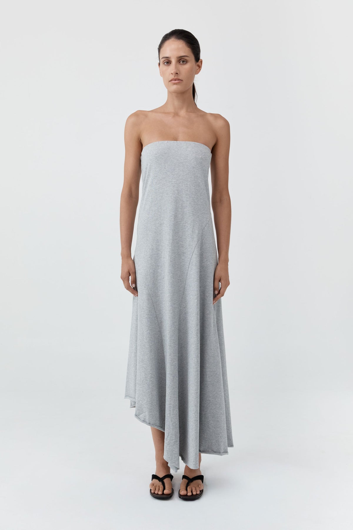 Strapless Cotton Jersey Dress - Light Grey Marle