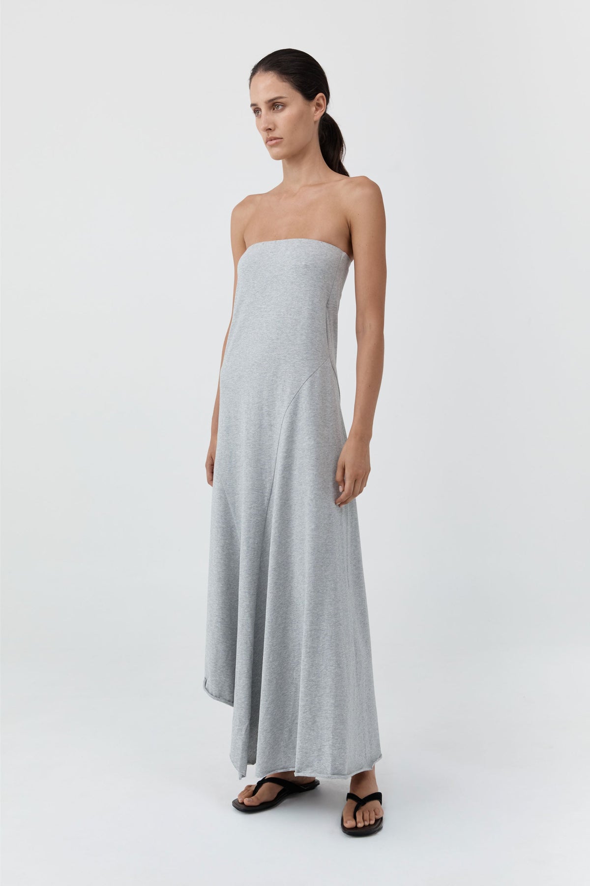 Strapless Cotton Jersey Dress - Light Grey Marle