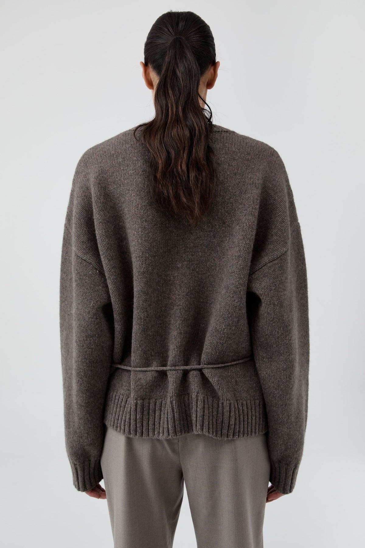 Wool Crew Neck Jumper - Taupe Melange