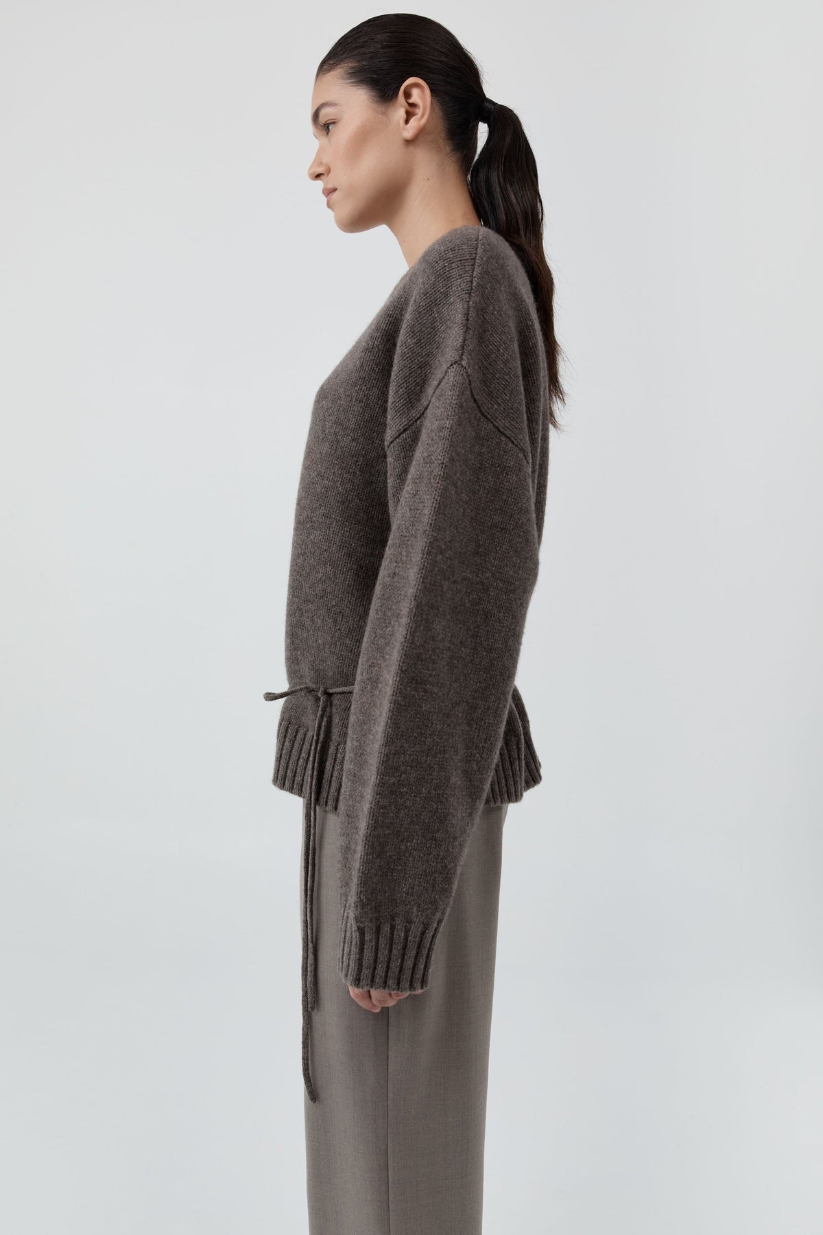 Wool Crew Neck Jumper - Taupe Melange