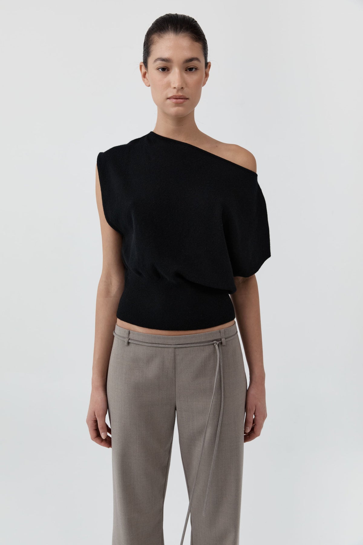 Cashmere Asymm Top - Black