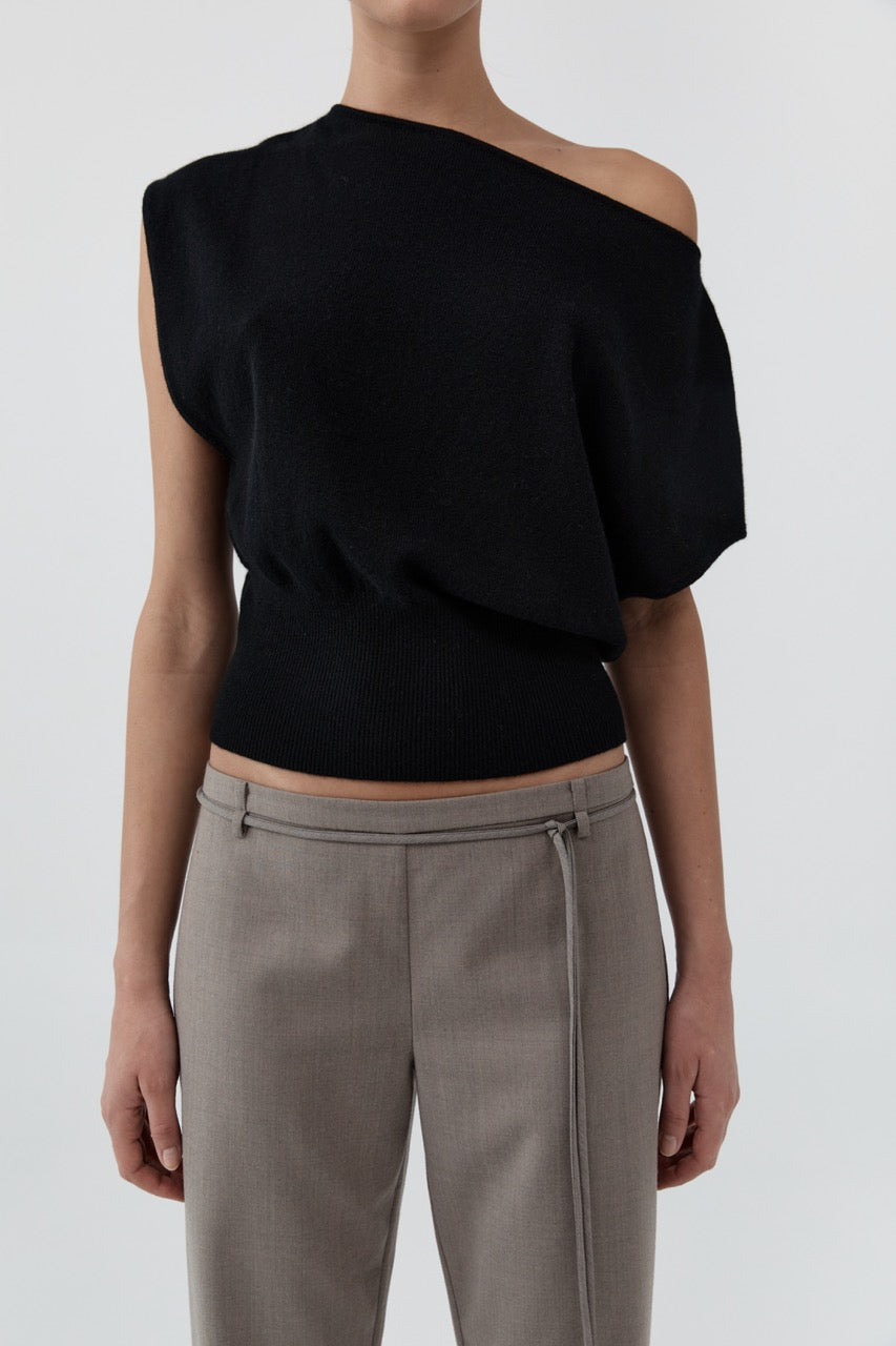 Cashmere Asymm Top - Black
